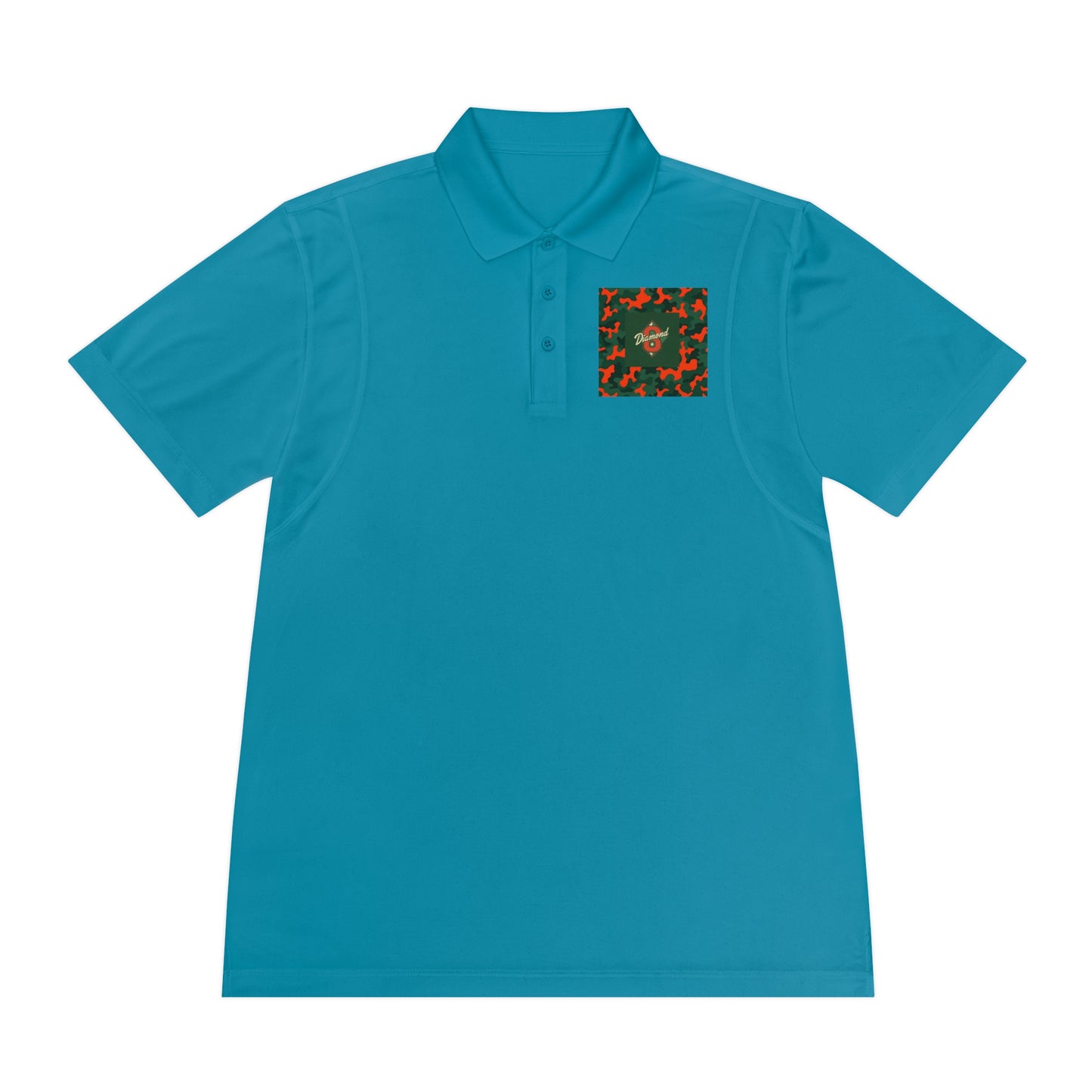 Men's Sport Polo Shirt, Casual Wear, Gym Shirt, Summer Outing, Gift for Dad, Outdoor Activities - Green & Orange Camo Diamond 8
