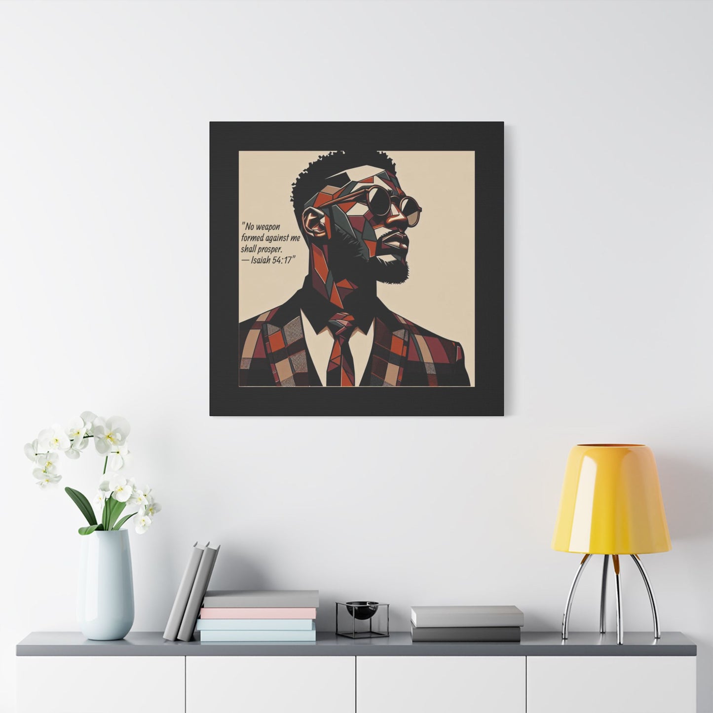 Afro Art Print Canvas, Wall Decor, Satin Stretched Canvas, African American Art, Office Decor, Home Decor - Isaiah 54:17