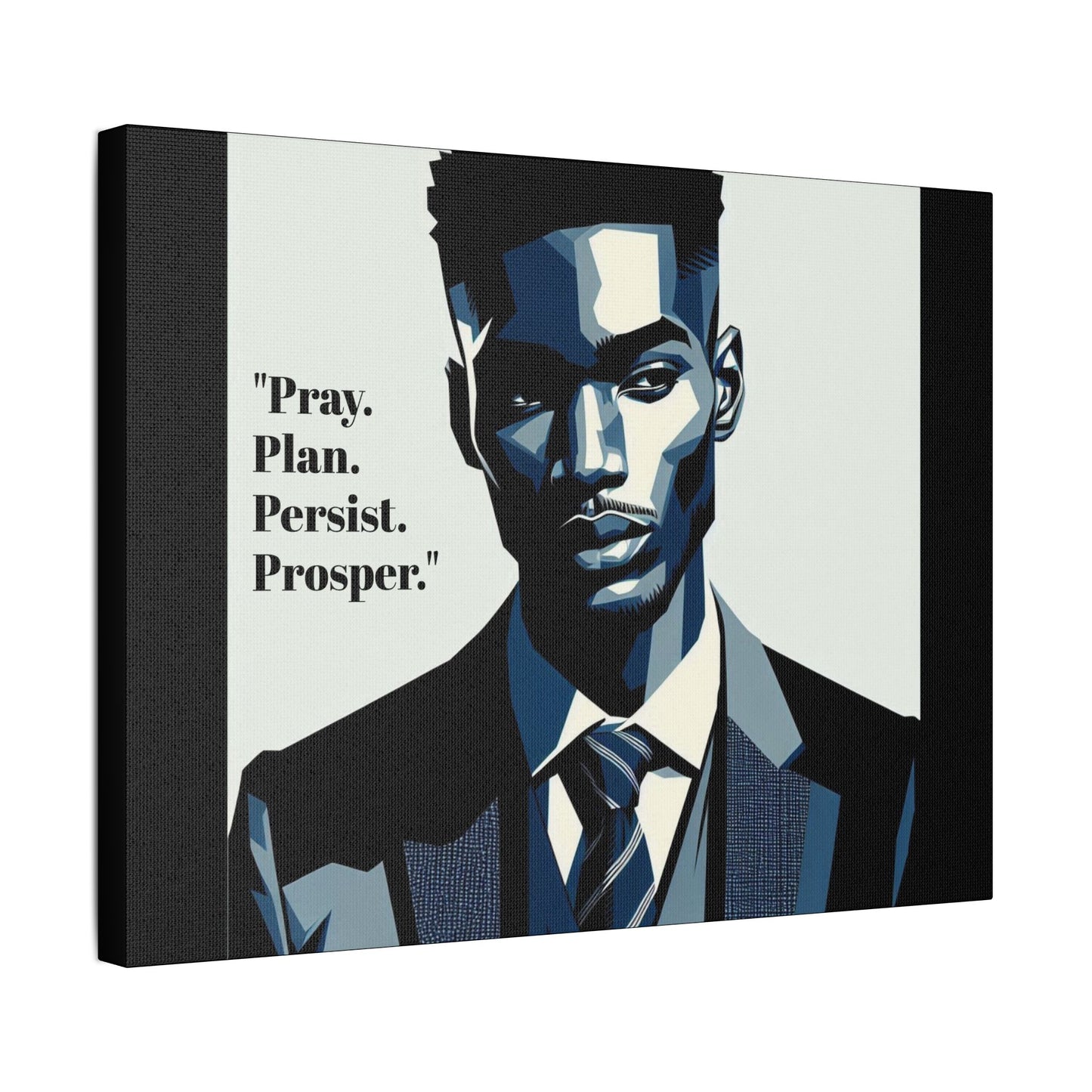 Afro Art Print Canvas, Wall Decor, Satin Stretched Canvas, African American Art, Office Decor, Home Decor - "Pray. Plan. Persist. Prosper."
