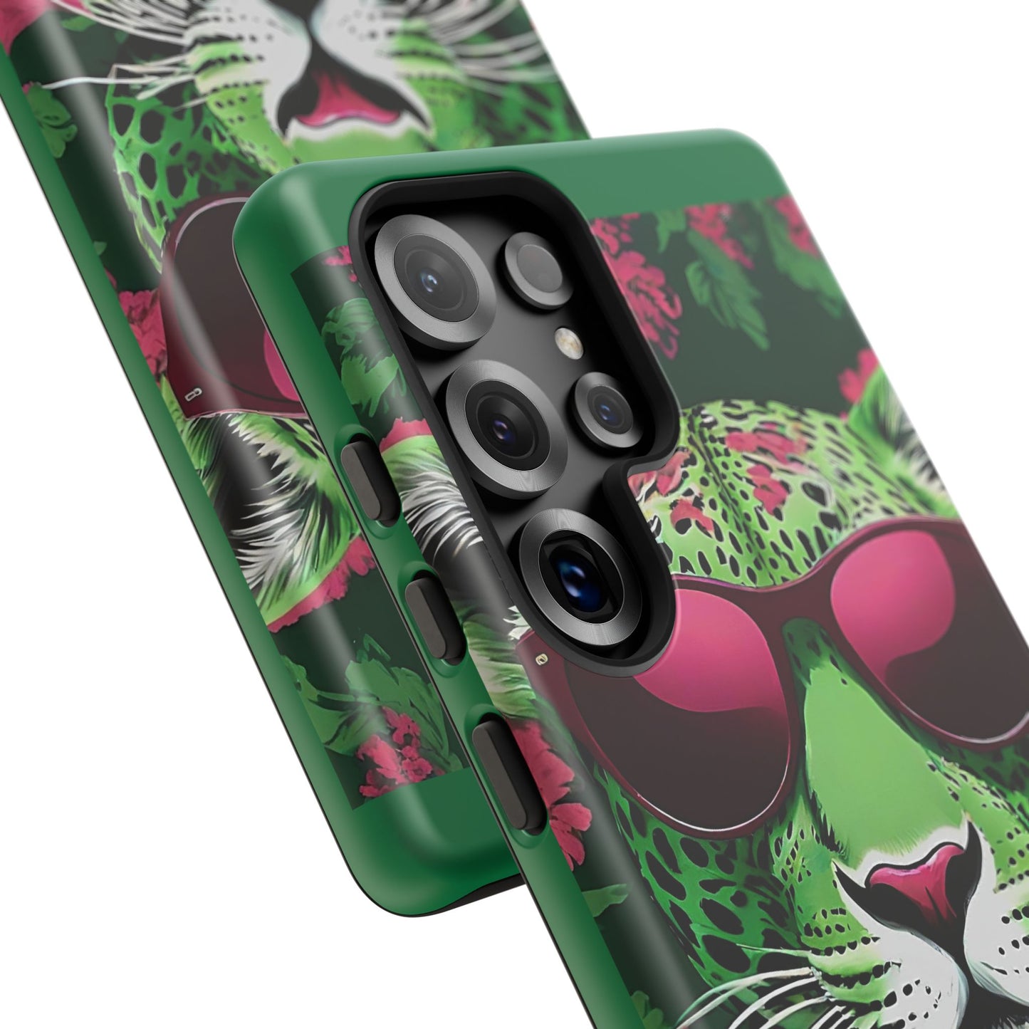 Phone Case - Lime Green & Burgundy Leopard In Sunglasses Design