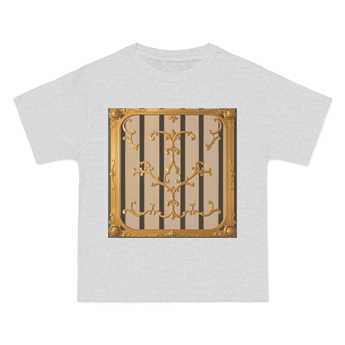 Beefy-T® Unisex Short-Sleeve T-Shirt - Beige Striped Gold Rococo