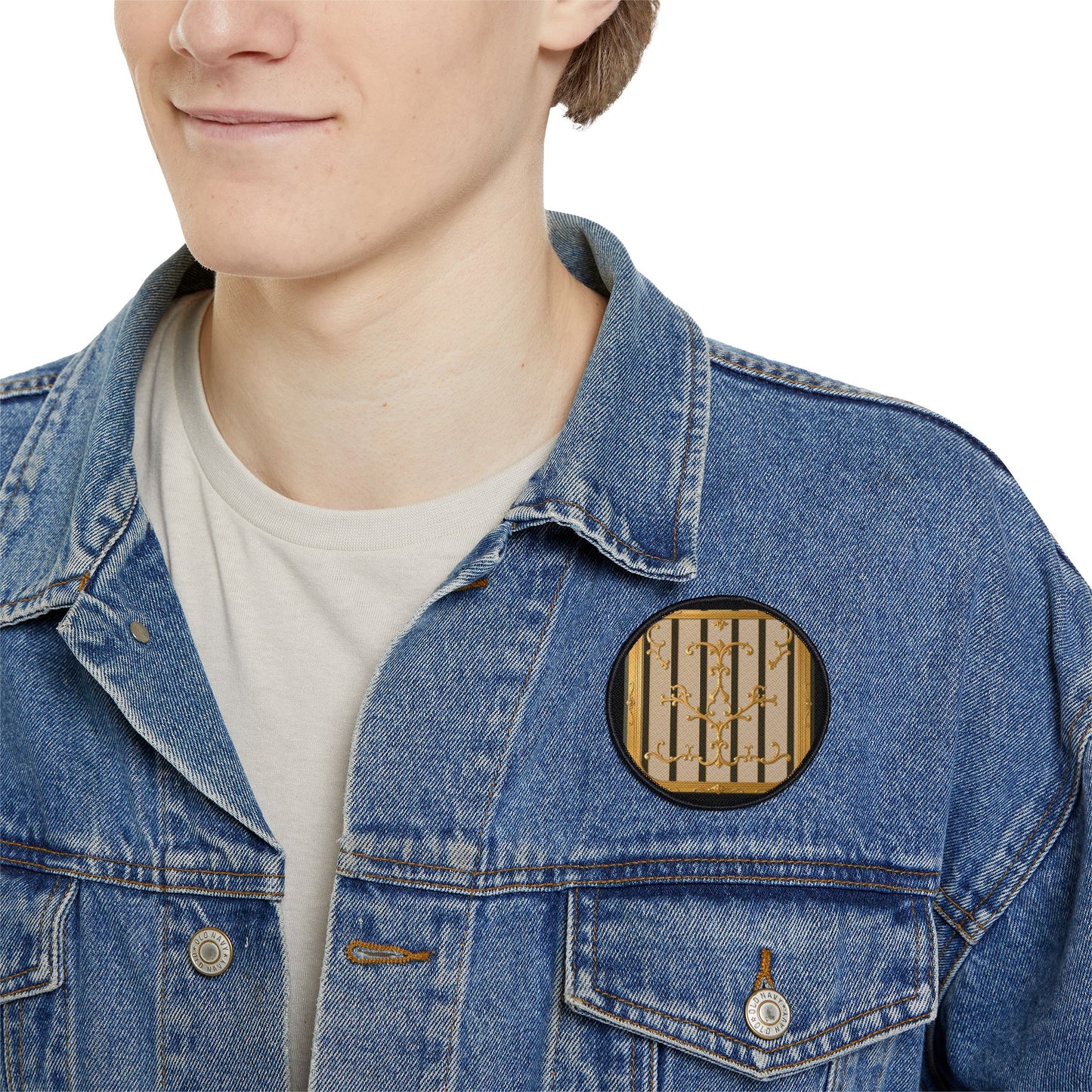 Iron-On Patches - Beige Striped Gold Rococo