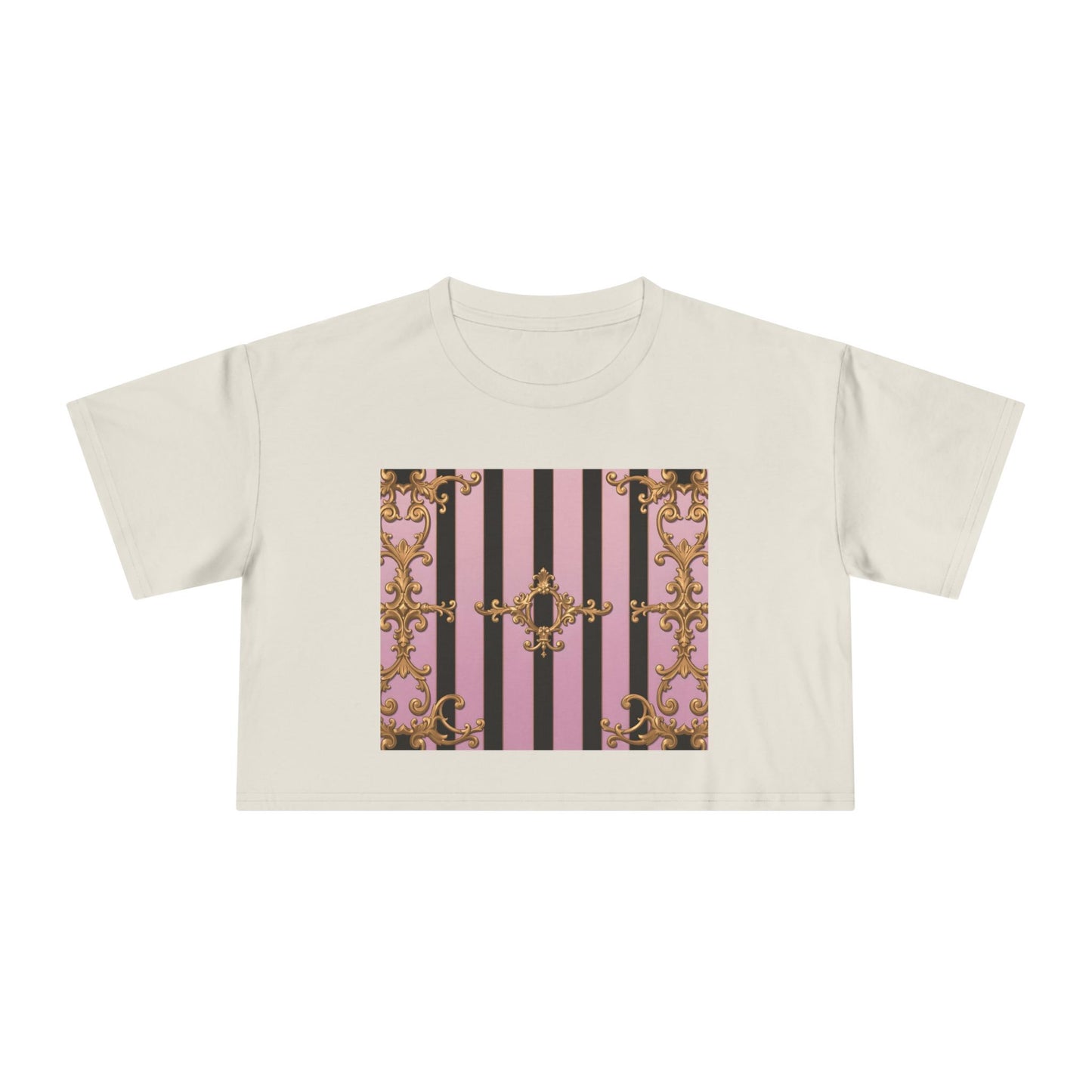 Chic Baroque Women's Crop Tee, Boho Style Top, Casual Summer Shirt, Trendy Gift for Her, Stylish Crop Top for Festivals & Everyday