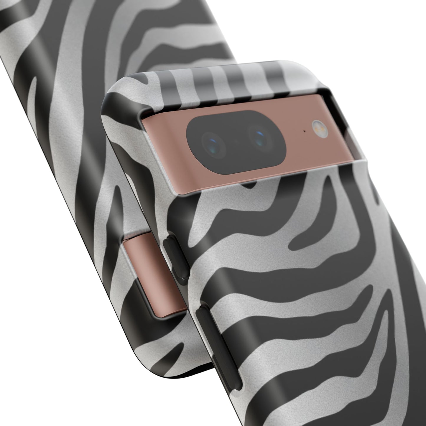 Zebra Print Tough Phone Case - Silver