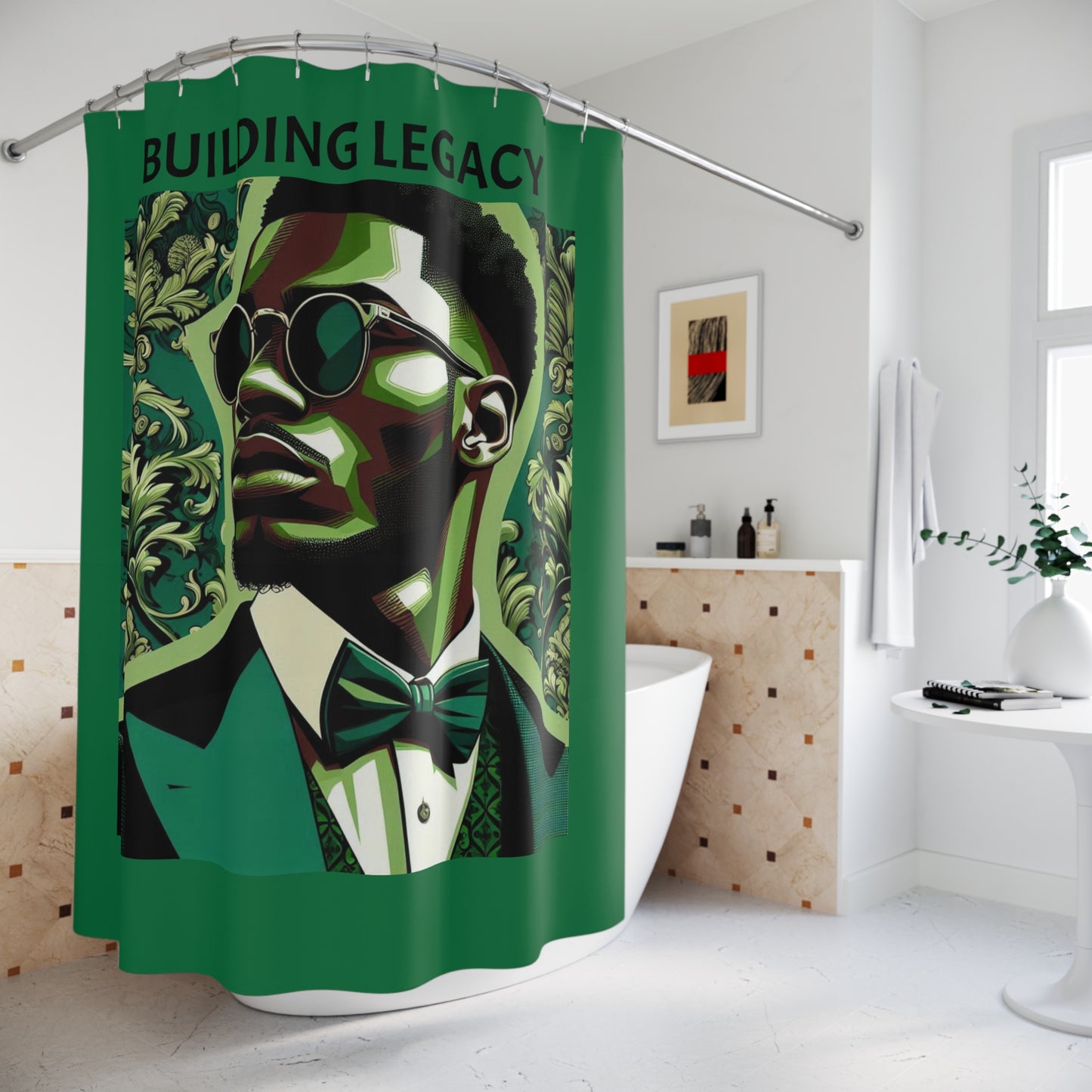 Elegant Legacy Shower Curtain - Building Legacy Design, Bathroom Decor, Modern Home Accessories, Unique Gift for Him/Her