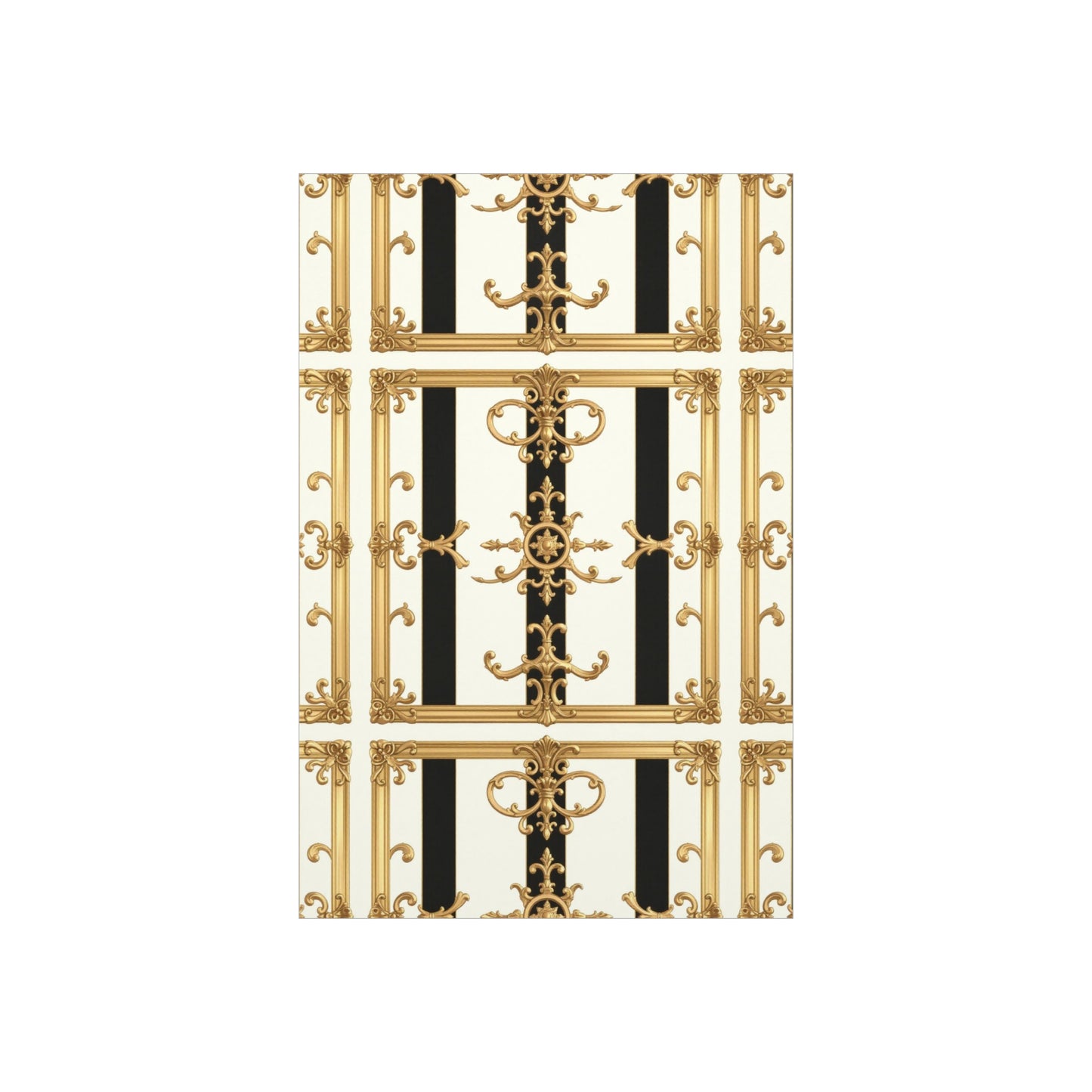 Elegant Foam Board Wall Art, Decorative Display, Home Decor, Office Decor, Visual Boards, Art Displays - Black & White Striped Gold Baroque