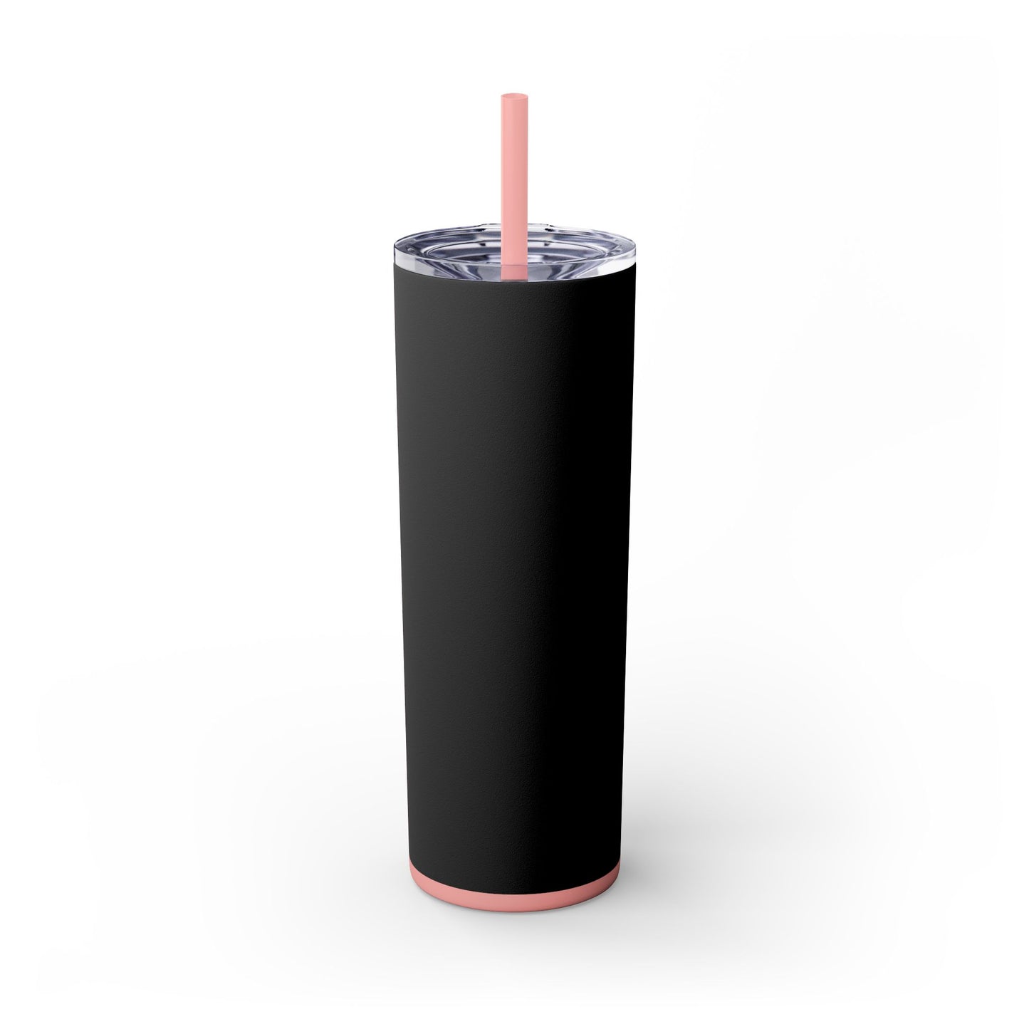 Stylish Black Skinny Tumbler with Straw, 20oz - Perfect for Coffee, Juice, and Smoothies, Ideal Gift for Any Occasion