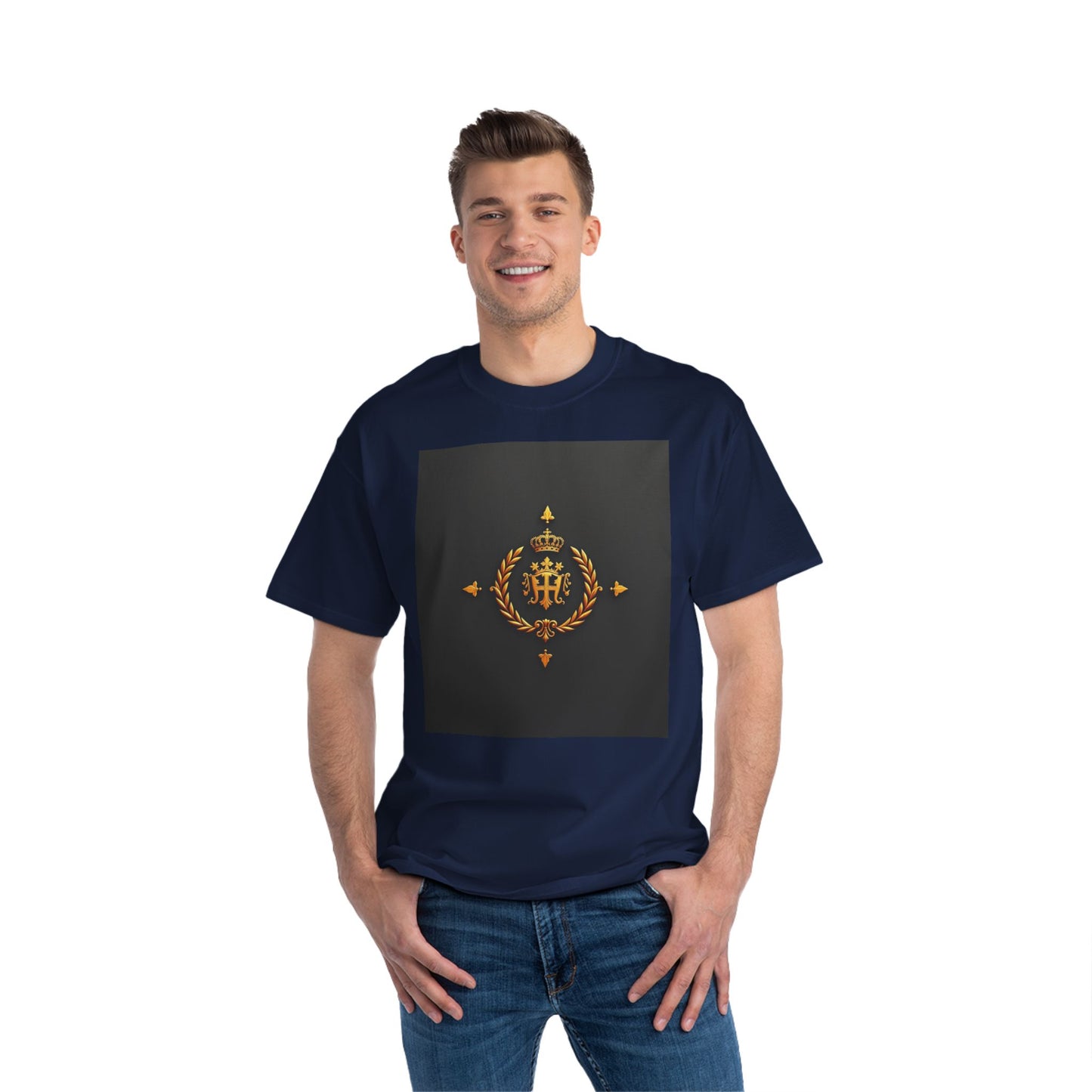 Stylish Gold Emblem T-Shirt, Casual Tee, Unique Gift, Everyday Wear, Graphic Shirt, Fashion Statement - Gold Crest