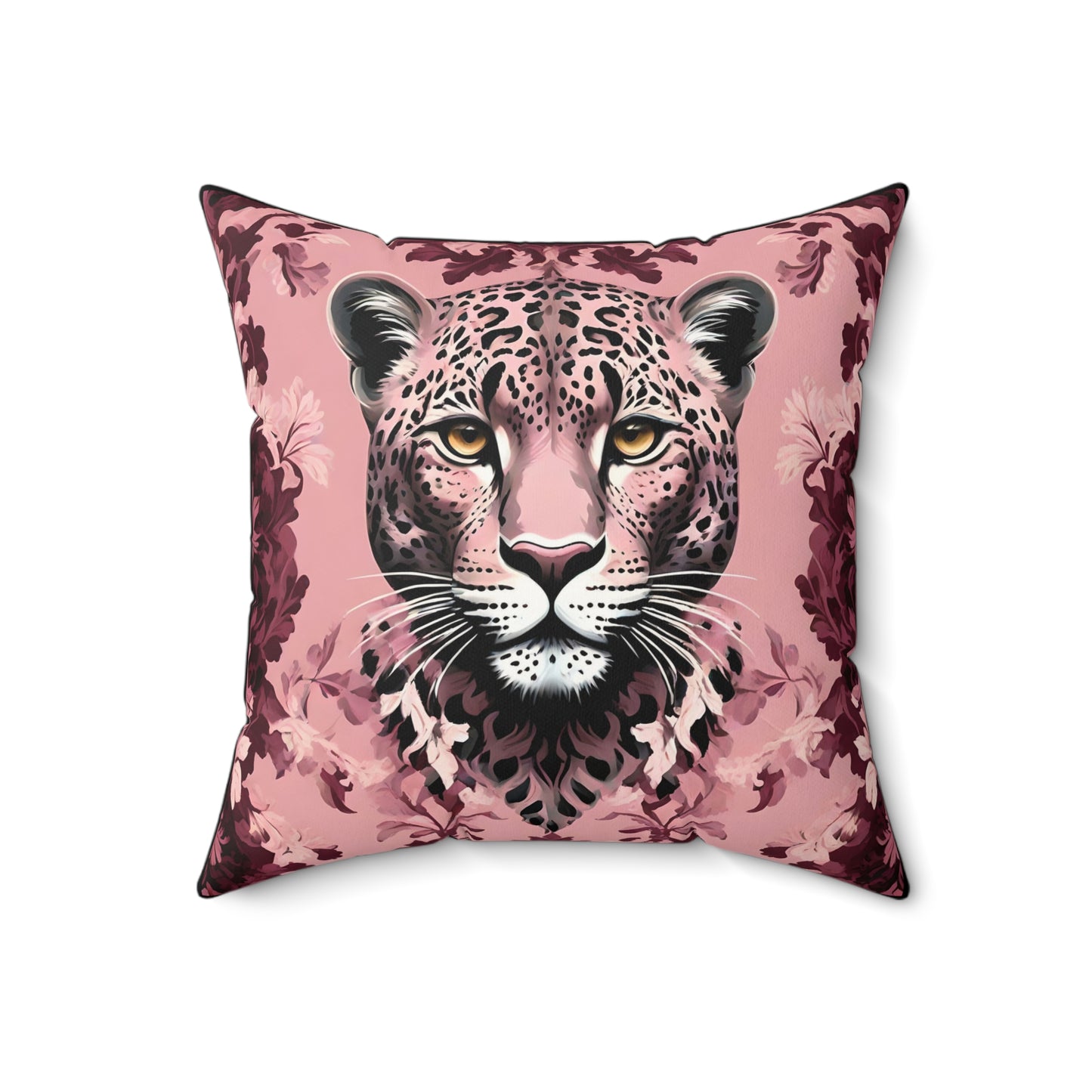 Pink Leopard Faux Suede Square Pillow - Chic Home Decor Cushion