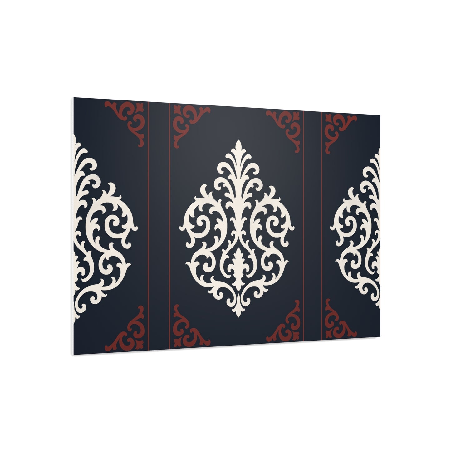 Dusk Blue-Maroon & White Baroque Foam Board Wall Art — Blue, White & Maroon Pattern