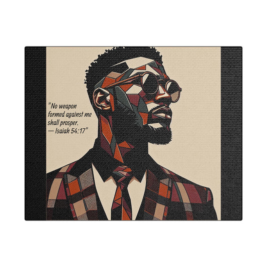 Afro Art Print Canvas, Wall Decor, Satin Stretched Canvas, African American Art, Office Decor, Home Decor - Isaiah 54:17