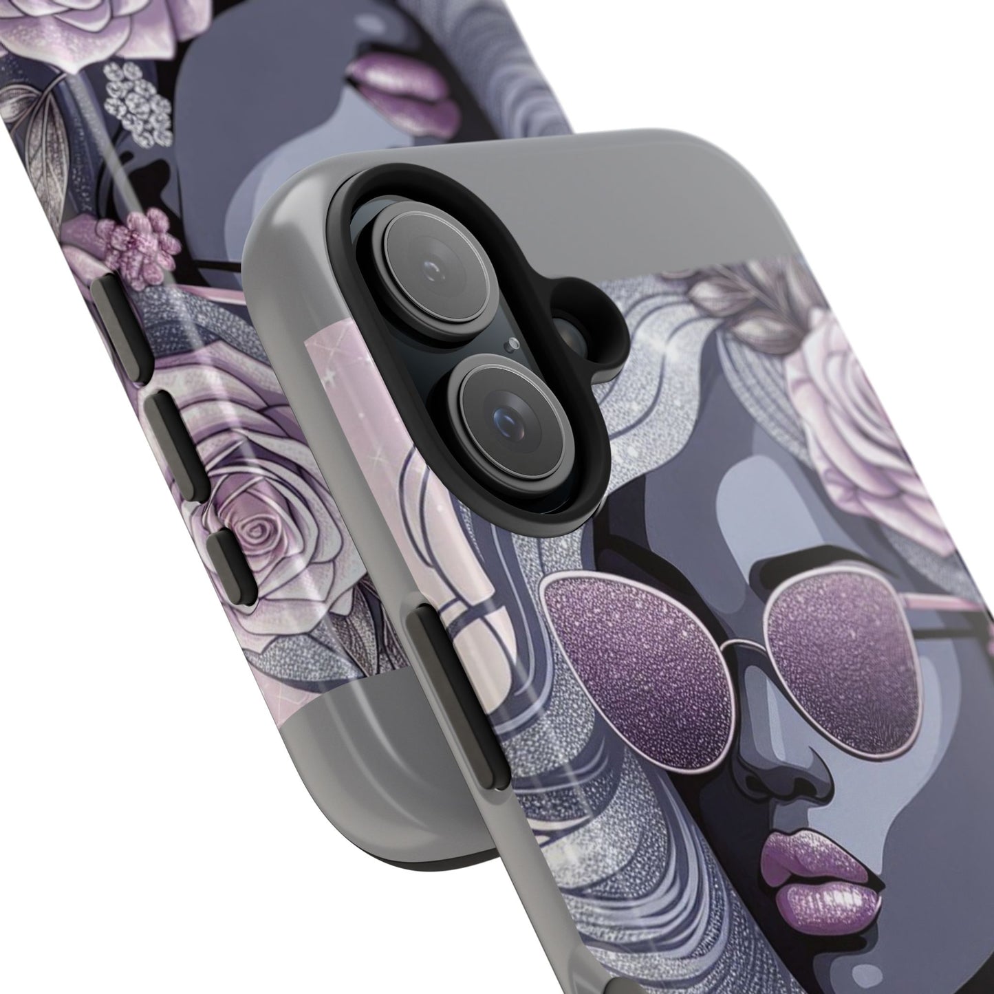 Glamorous Floral Tough Phone Case - Chic Protection for Trendsetters - Lilac & Lavender
