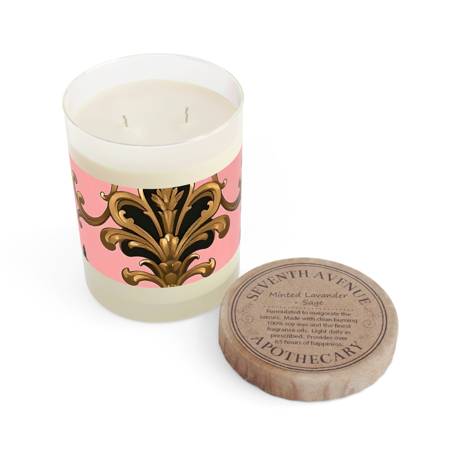 Elegant Floral Scented Candle - Home Decor, Gift for Her, Relaxation, Birthday Present, Aromatherapy - Pink, Black & Gold Rococo