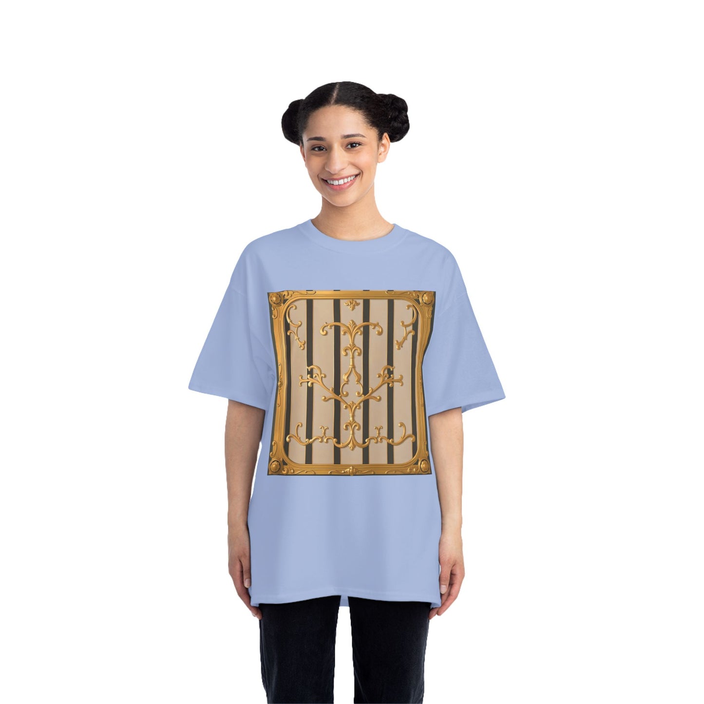 Beefy-T® Unisex Short-Sleeve T-Shirt - Beige Striped Gold Rococo