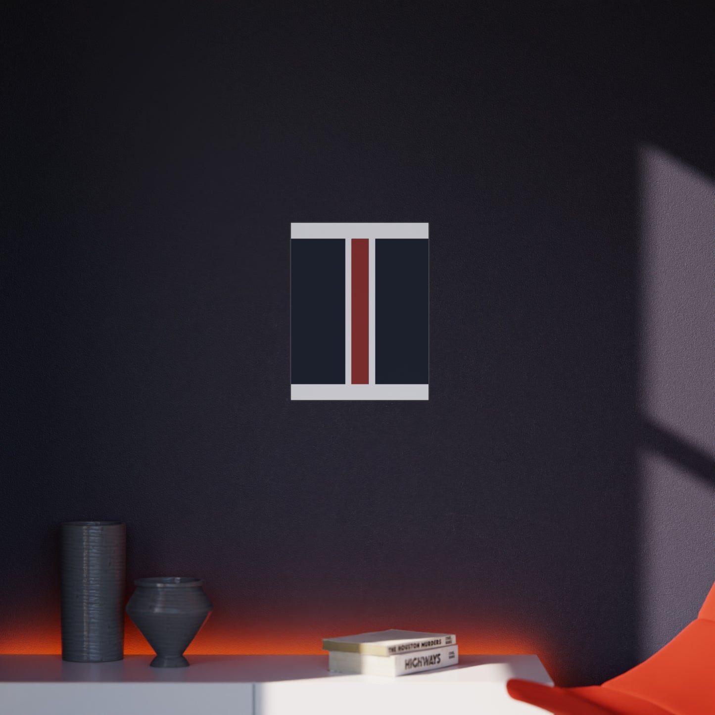 Lunar Midnight & Red-White Striped Stylish Foam Board Decor, Modern Wall Art, Home Office Decoration, Customizable Display Board
