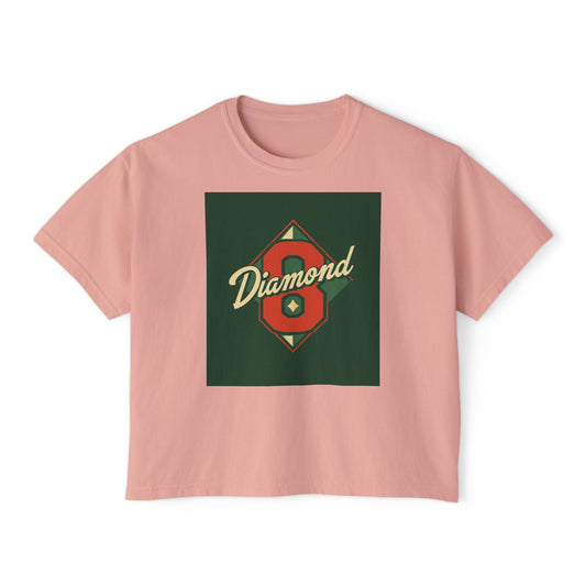 Stylish Women's Boxy Tee with Retro Diamond Design, Casual Fashion Top, Gift for Her, Summer Essential, Vintage Vibe - Diamond 8