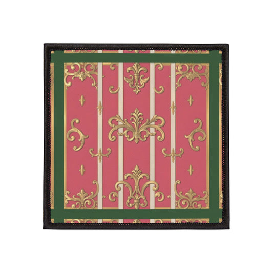 Vintage Green Border Pink Striped Baroque Iron-On Patches, DIY Fashion Accessories for Jackets, Bags, Gifting, Embellishments, Custom Style