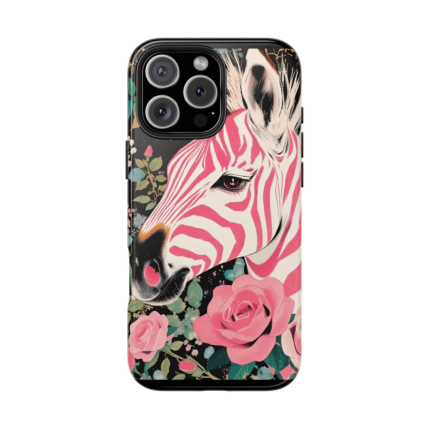 Pink Zebra Tough Phone Case - Trendy Floral Design for Animal Lovers