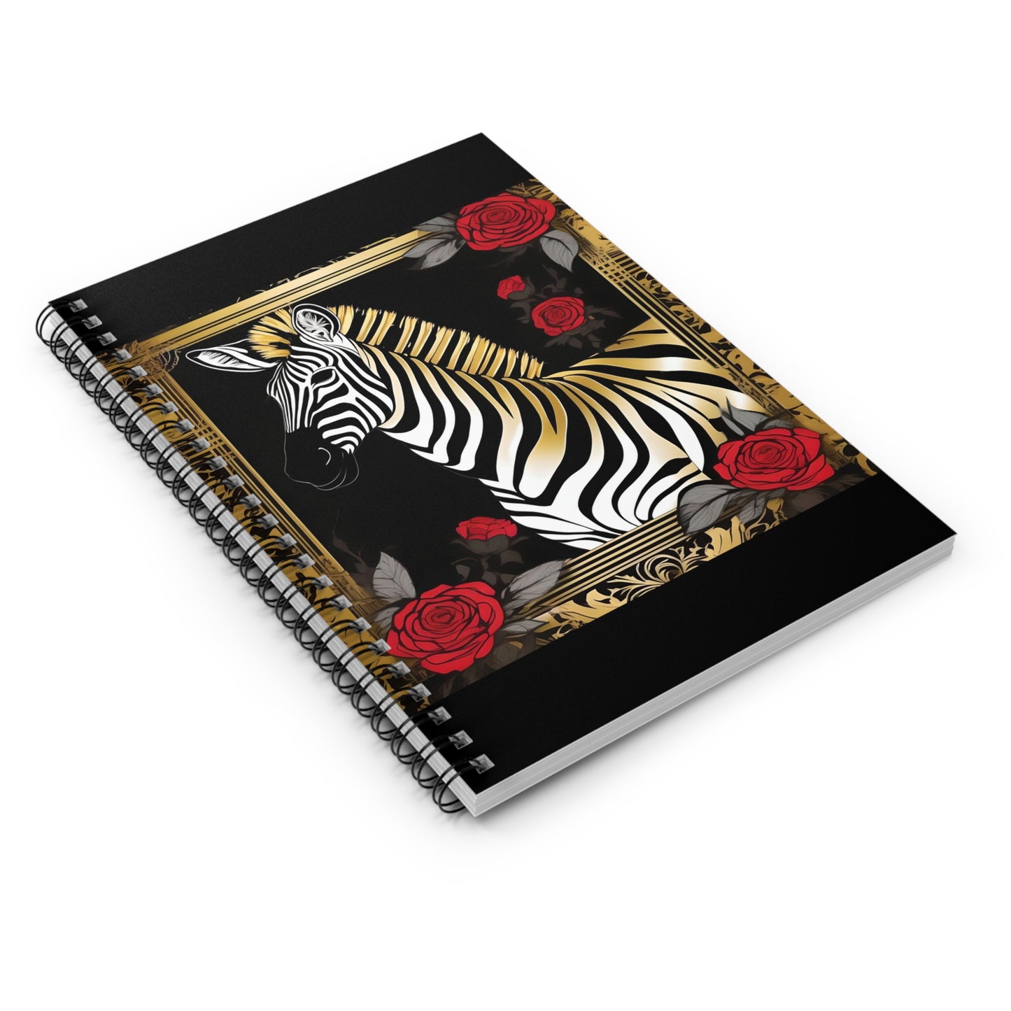 Elegant Vintage Spiral Notebook - Ruled Line with Zebra & Roses