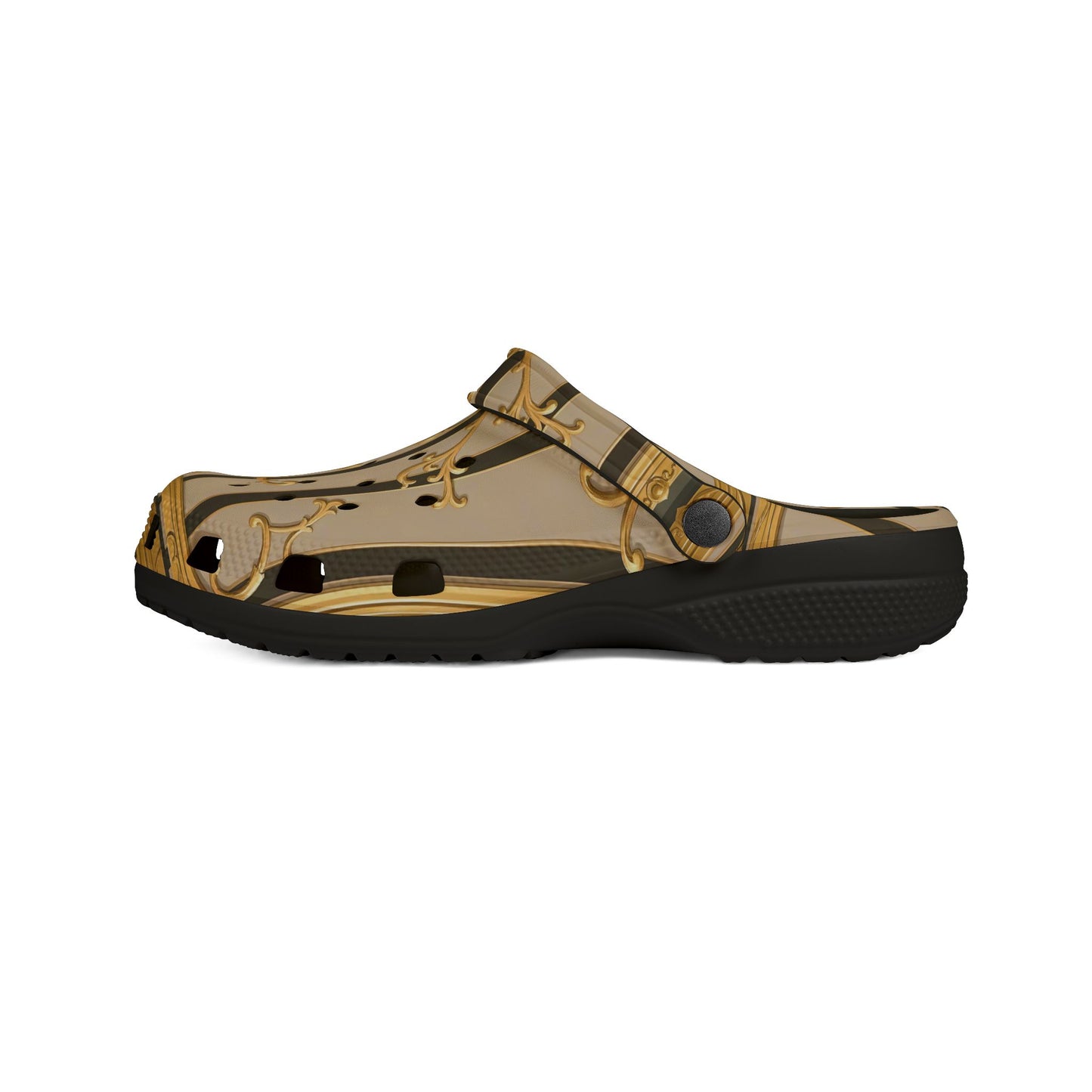 EVA Foam Rubber Shoes (AOP) - Beige Striped Gold Rococo
