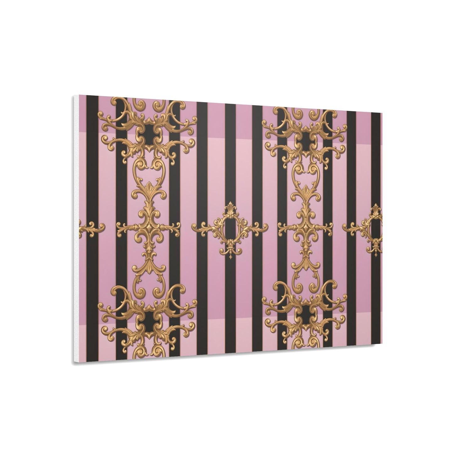 Elegant Decorative Foam Board | Wall Art, Home Decor, Office Accent, Gift Idea, Event Decoration - Lavender Ombre Striped Gold Baroque