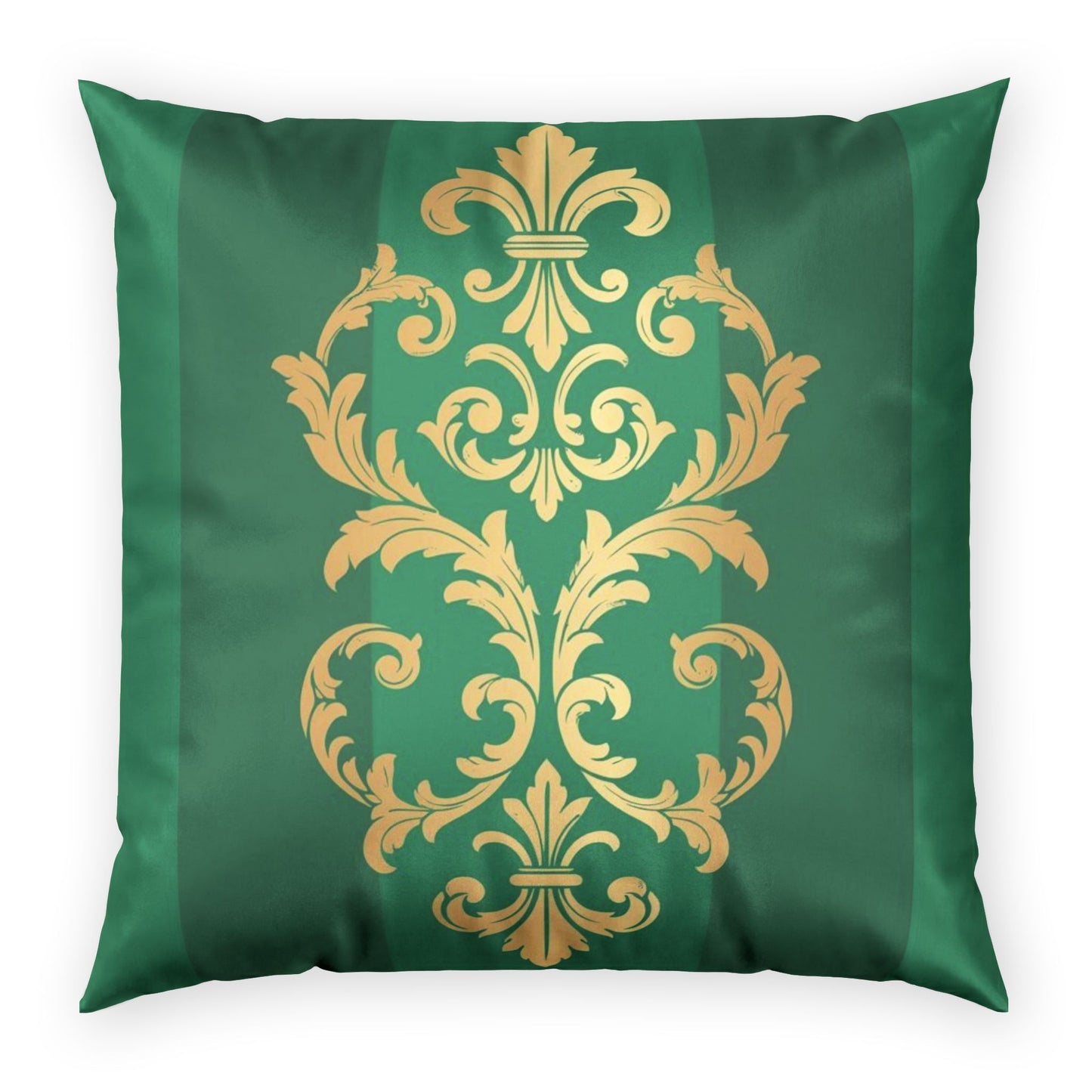 Green Striped Baroque Gold Poly Velvet Pillow