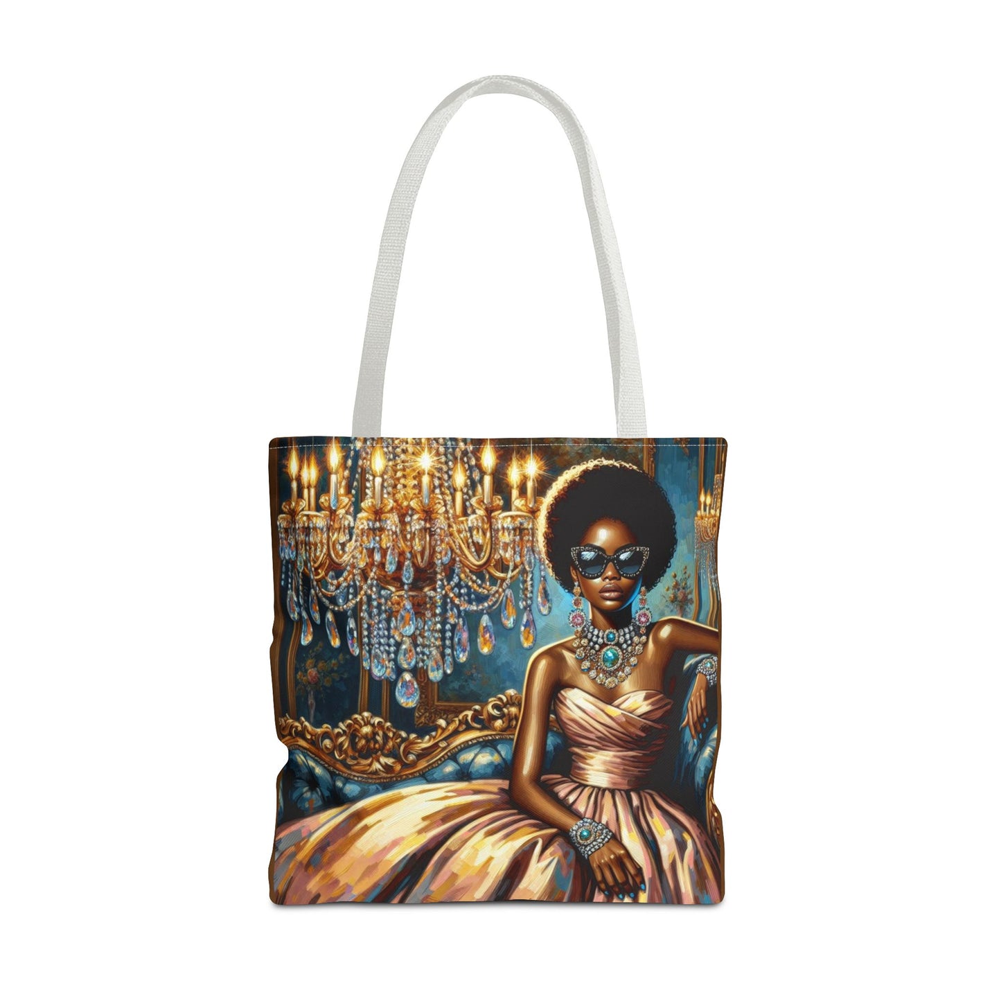 Elegant Fashion Tote Bag, Chic Handbag for Women, Stylish Shopping Bag, Glamorous Gift for Her, Art Tote - Elegant Lady & Chandelier