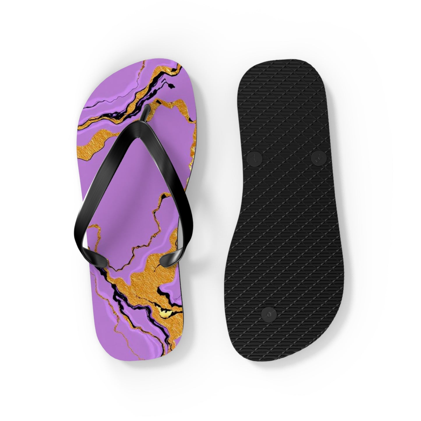 Vibrant Marble Lavender Print Flip Flops | Trendy Summer Sandals, Beach Footwear, Vacation Essential, Stylish Outdoor Slippers, Gift for Her