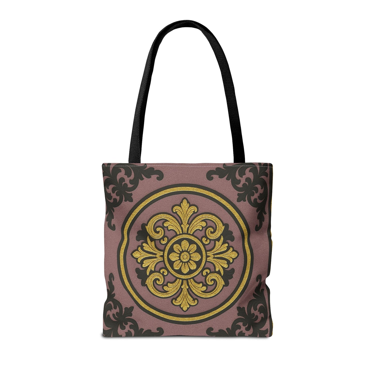 Elegant Gilded Mauve With Gold-Black Baroque Print Tote Bag, Reusable Shopping Tote, Gift for Her, Weekend Bag, Eco-Friendly Handbag