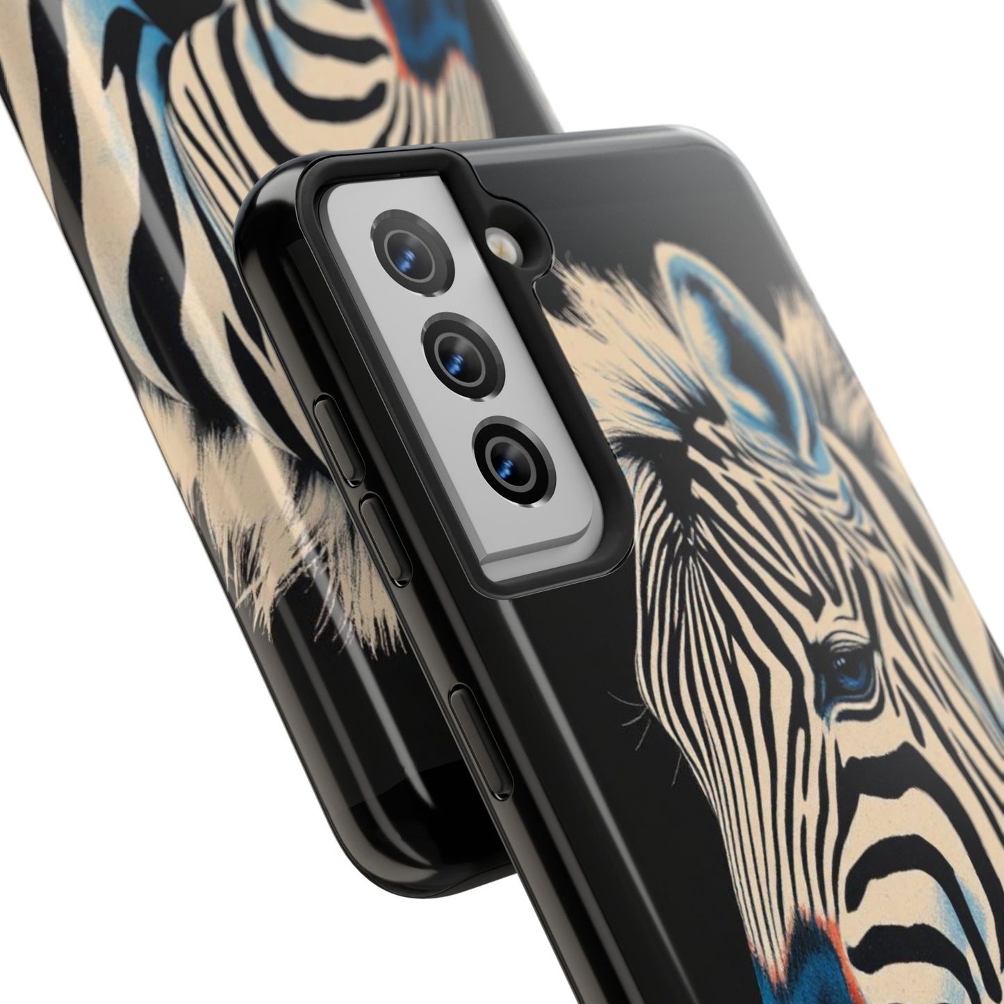Zebra Tough Phone Case - Trendy Floral Design for Animal Lovers - Blue Zebra & Roses
