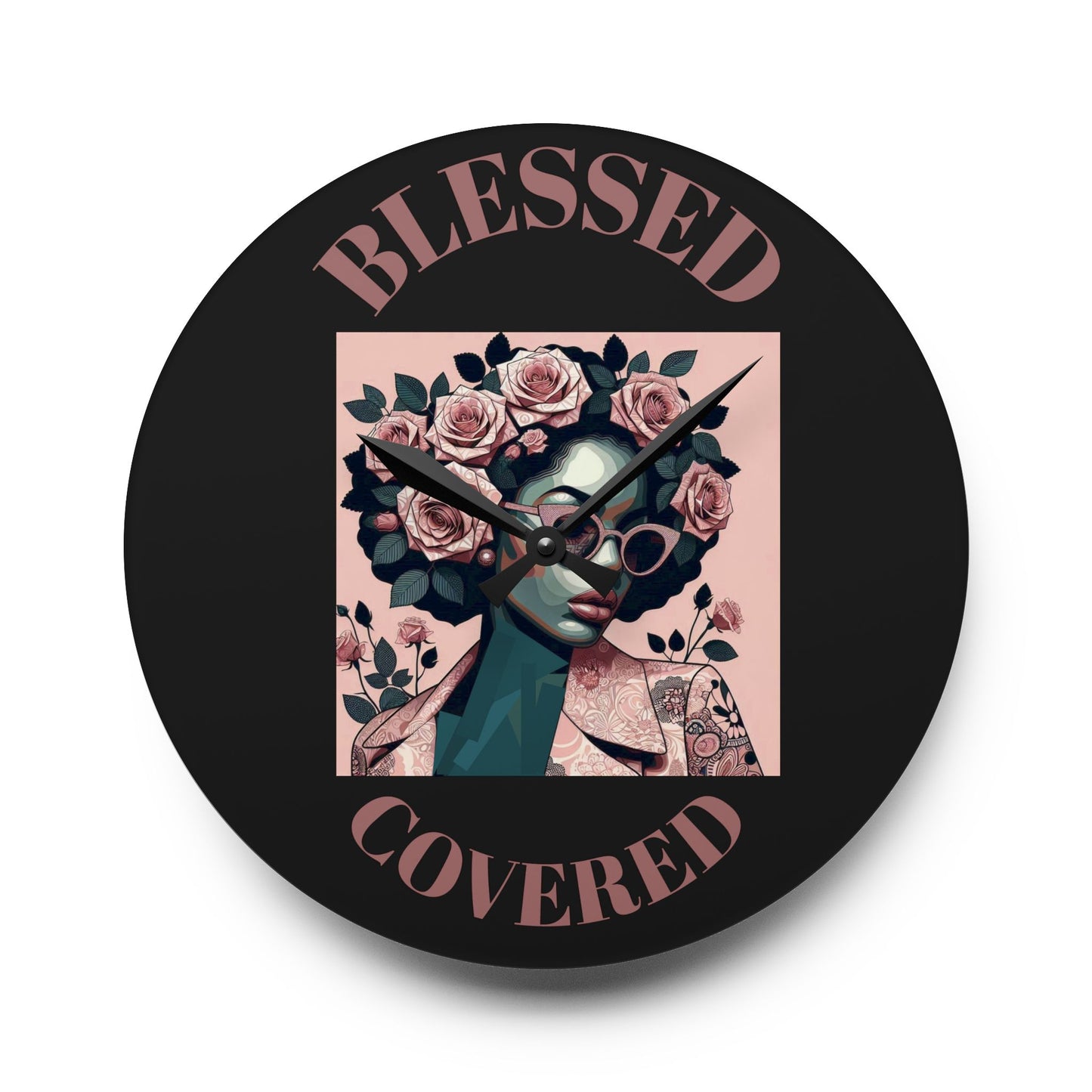 Stylish Acrylic Wall Clock - Blessed & Covered Design, Modern Home Decor, Unique Gift, Wall Art, Timeless Elegance