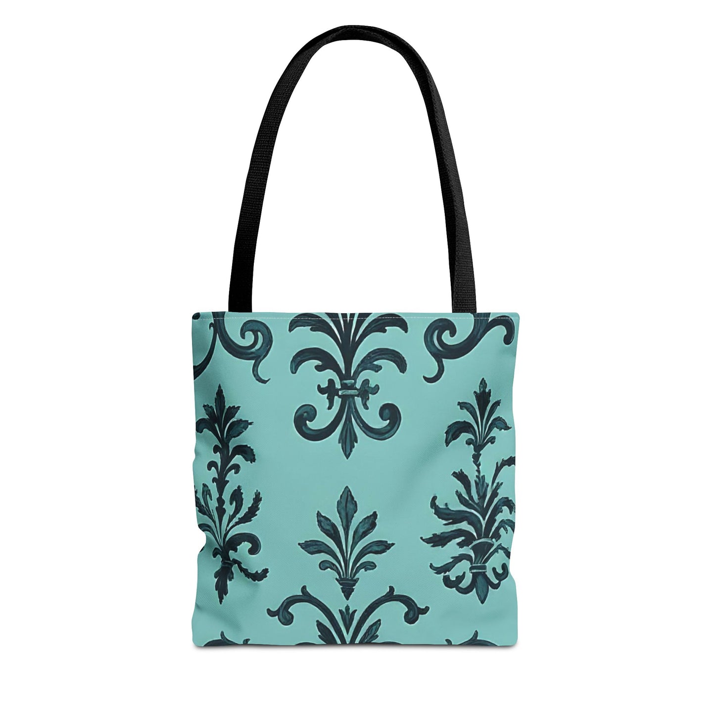 Chic Floral Tote Bag – Stylish Canvas Shopper, Gift for Her, Birthday Present, Everyday Use, Eco-Friendly, Floral Print - Teal Striped Rococo