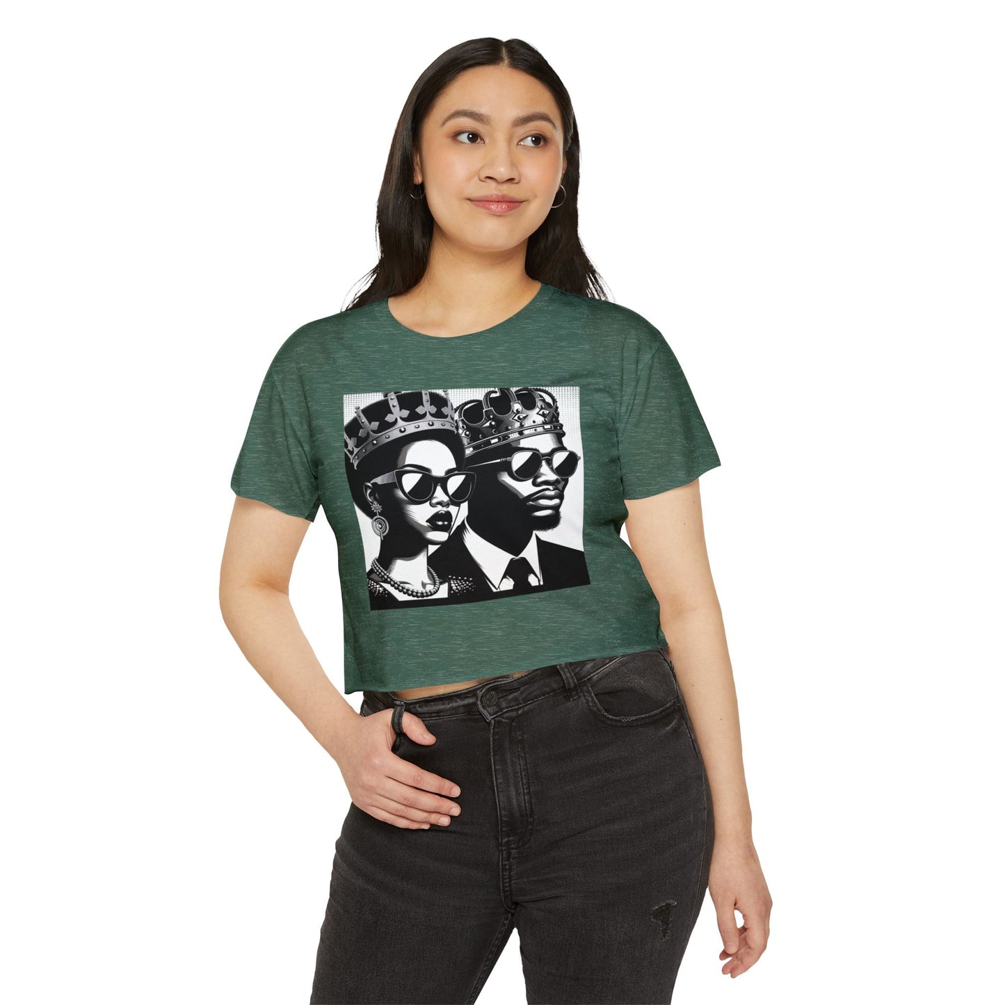 Crowned Kings Festival Crop Top | Stylish Women's Summer Tee, Music Festival Shirt, Streetwear, Boho Chic, Unique Graphic Top
