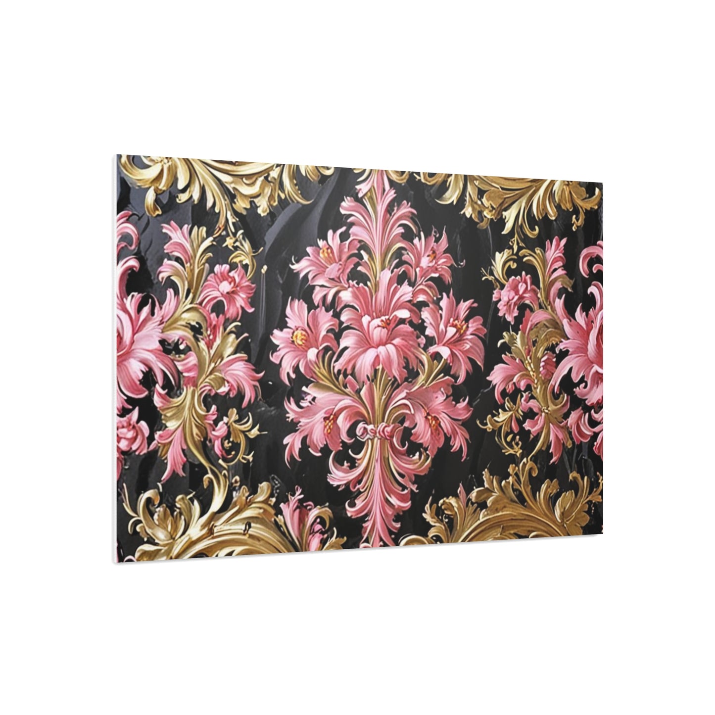 Elegant Floral Foam Board | Decorative Wall Art, Home Decor, Wedding Decor, Party Backdrop - Black & Pink Oil Painting Style Rococo