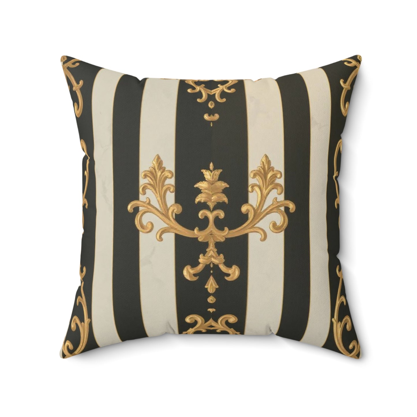 Elegant Black & Alabaster Striped Baroque Decorative Pillow, Modern Home Decor, Luxurious Cushion, Gifts for Housewarming, Living Room Accent