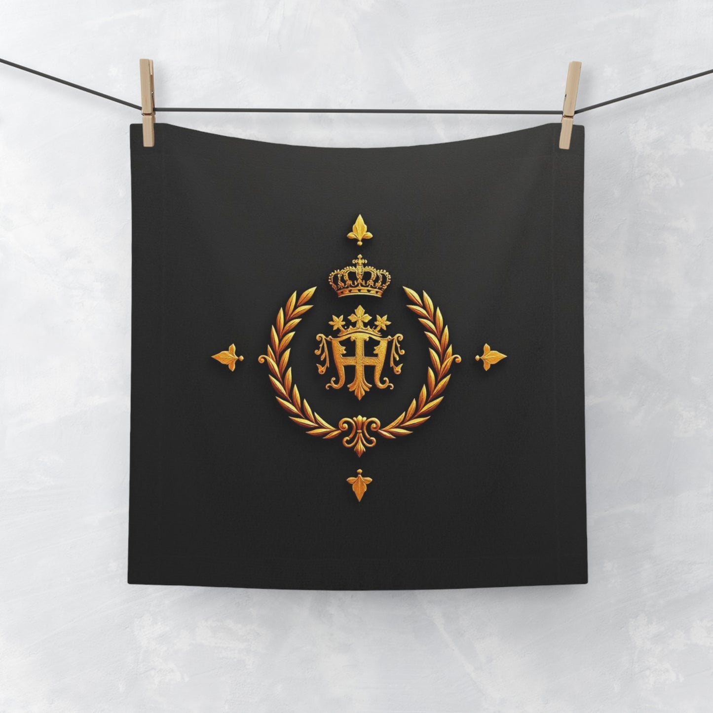 Royal Monogram Face Towel, Luxurious Hand Towel, Elegant Bathroom Decor, Perfect Wedding Gift, Spa Day Accessory - Gold Crest