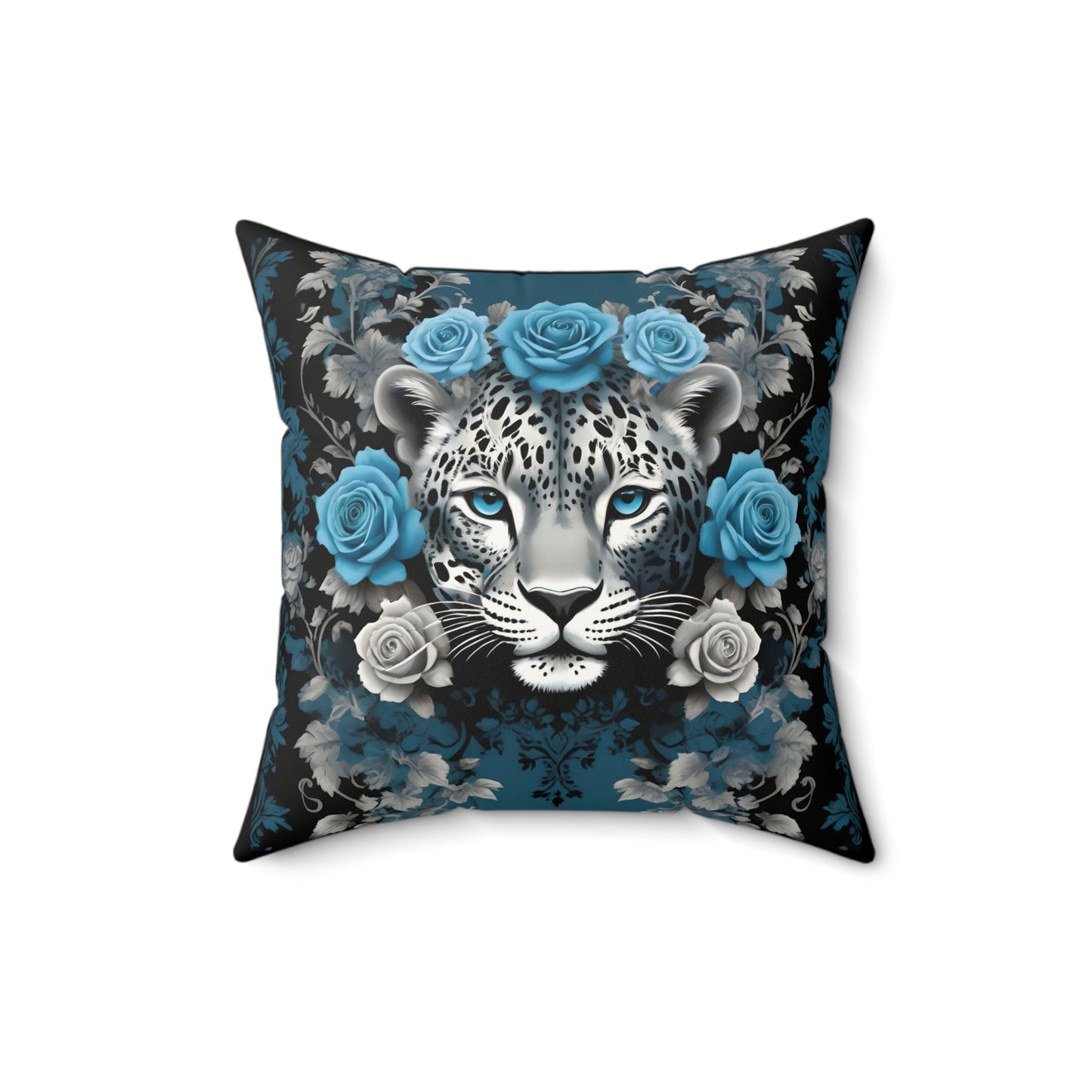 Elegant Leopard Floral Faux Suede Pillow – Stylish Home Decor - Silver Leopard