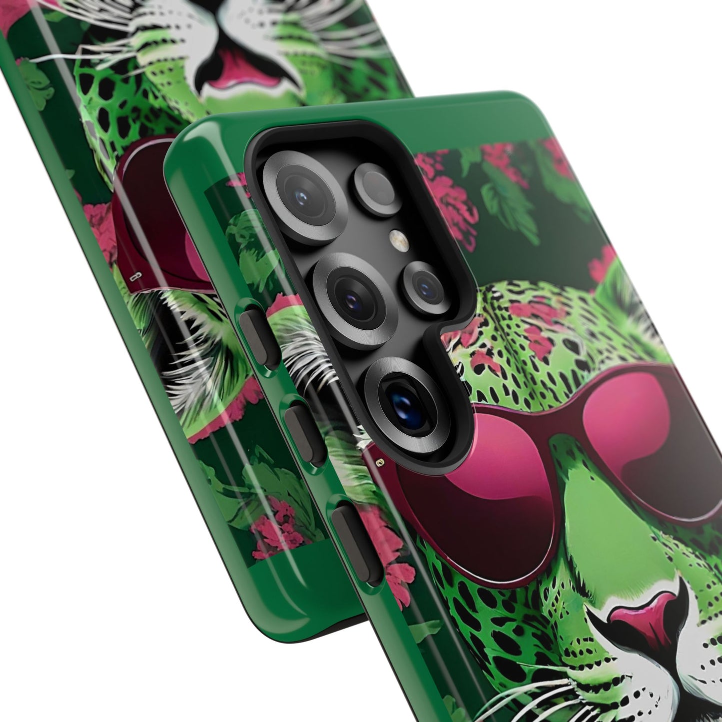 Phone Case - Lime Green & Burgundy Leopard In Sunglasses Design