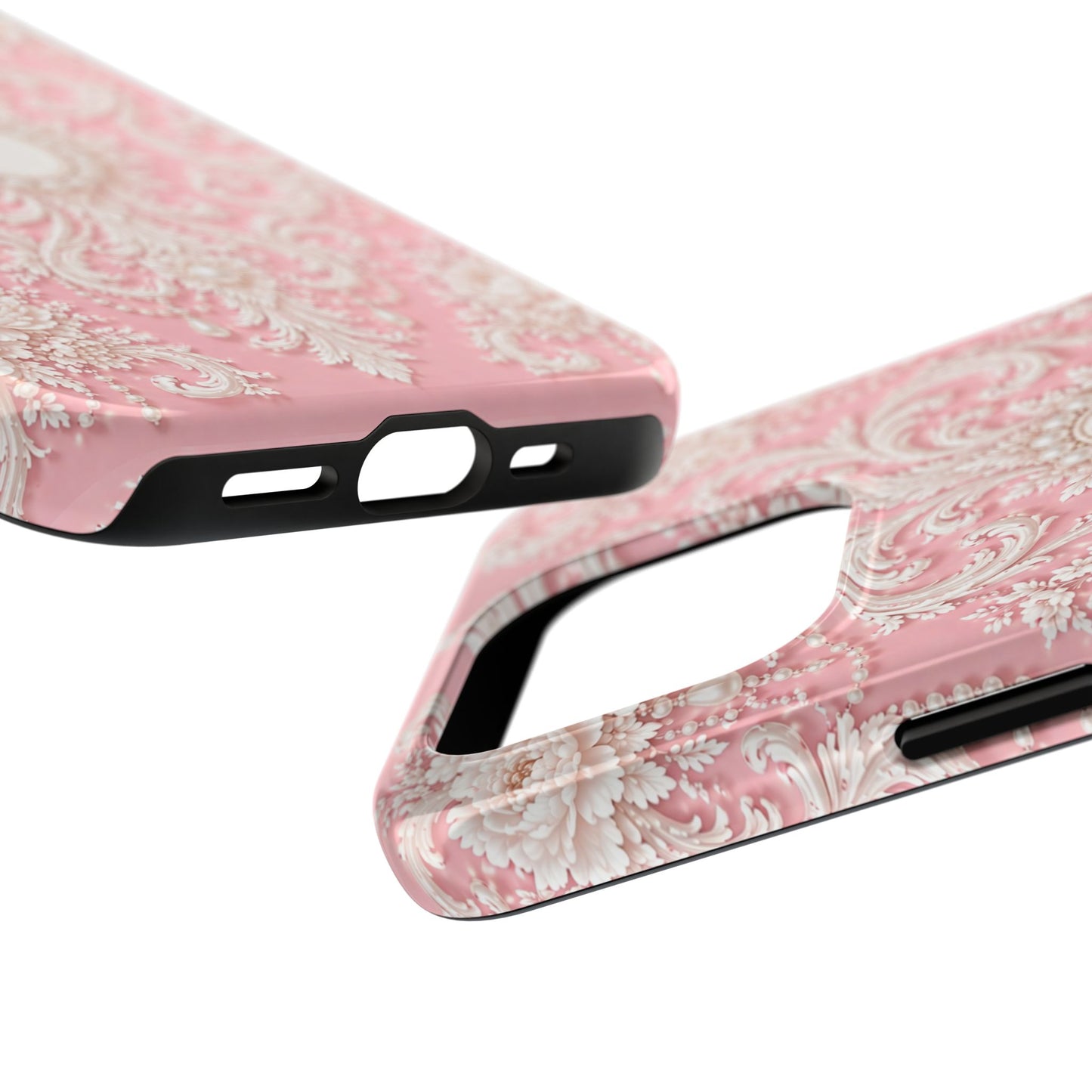 Pink Rococo Elegant Floral Tough Phone Case - Pink Vintage Design