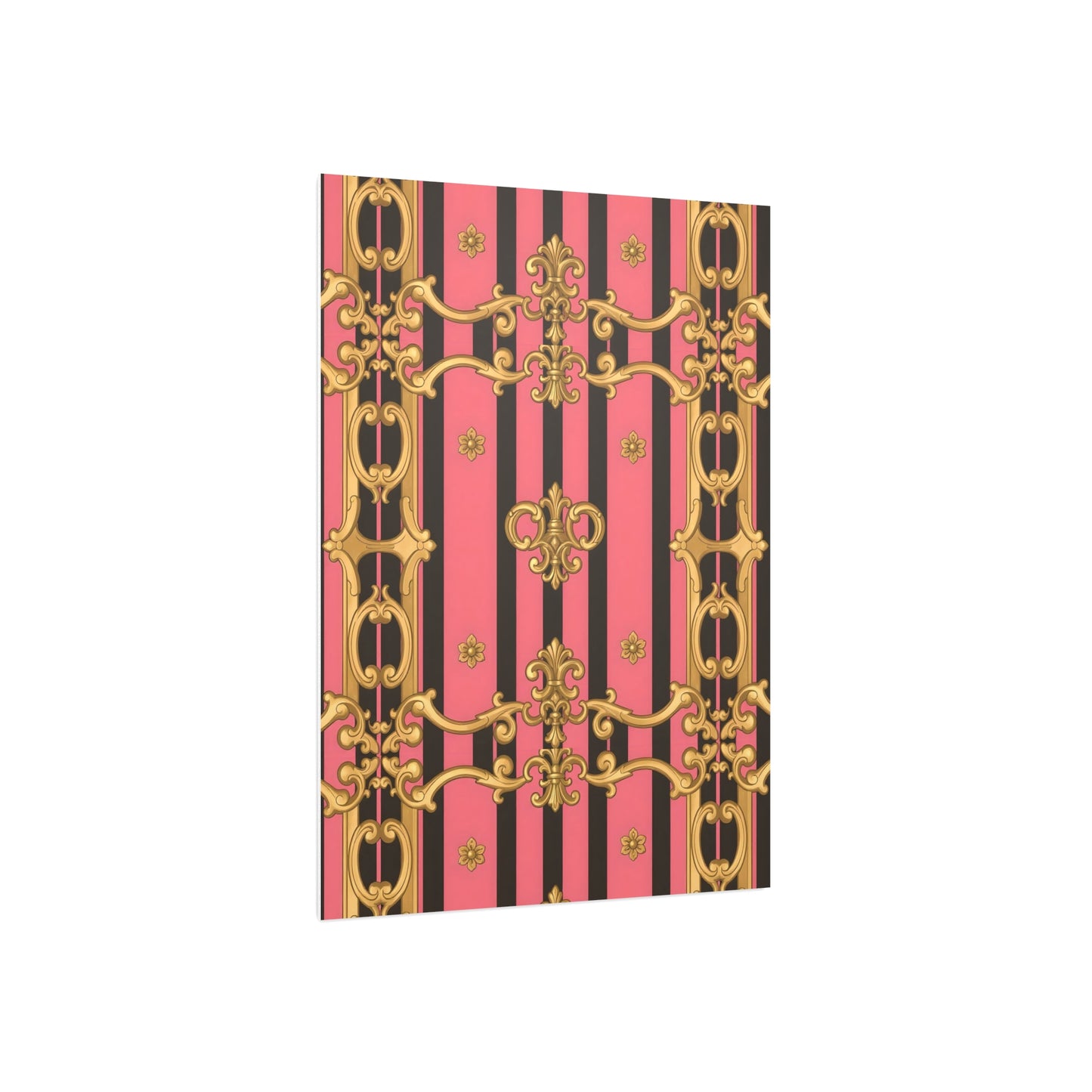 Elegant Decorative Foam Board - Chic Wall Decor, Glam Home Art, Stylish Backdrop, Gift for Her - Pink & Black Striped Gold Baroque