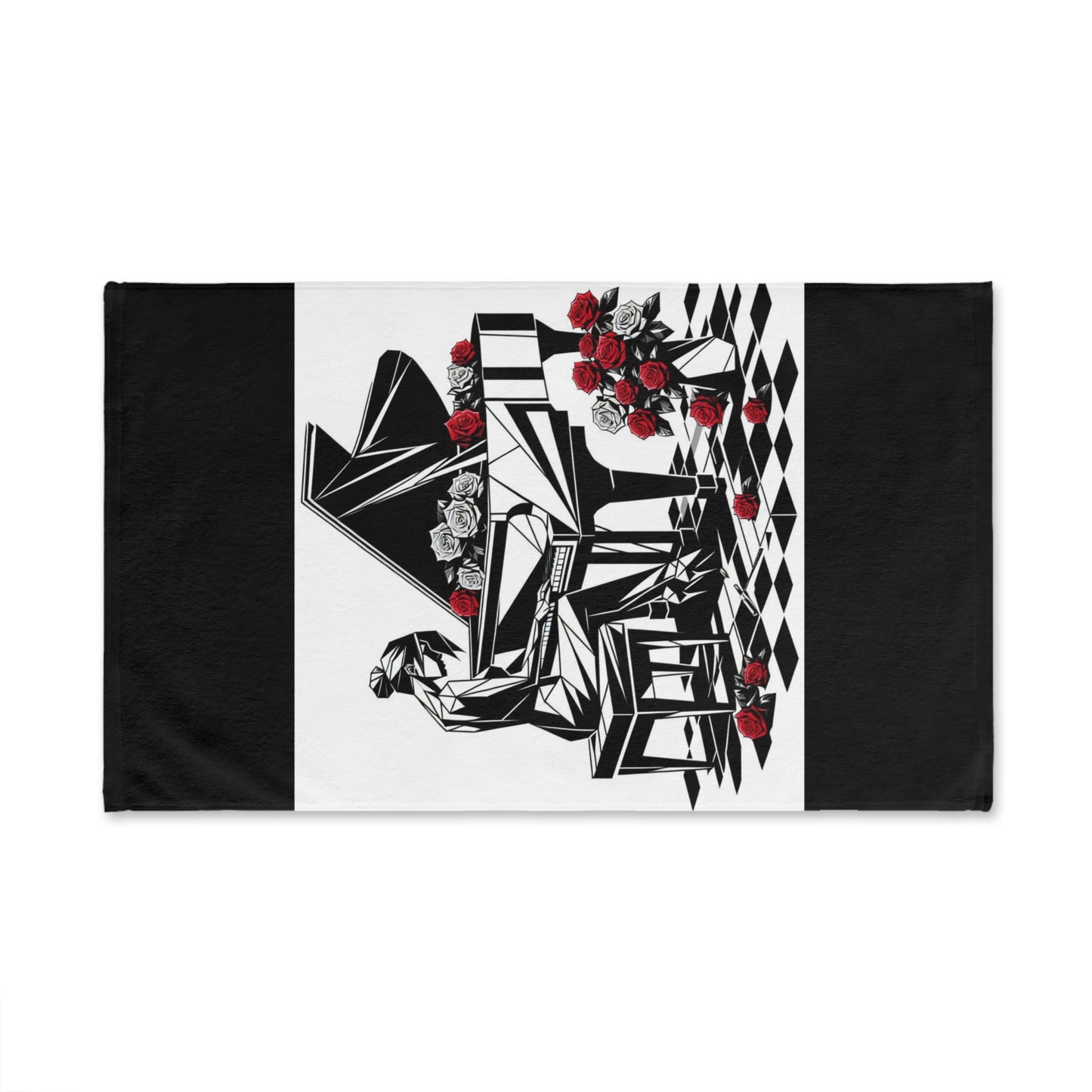 Elegant Piano-Themed Hand Towel with Roses