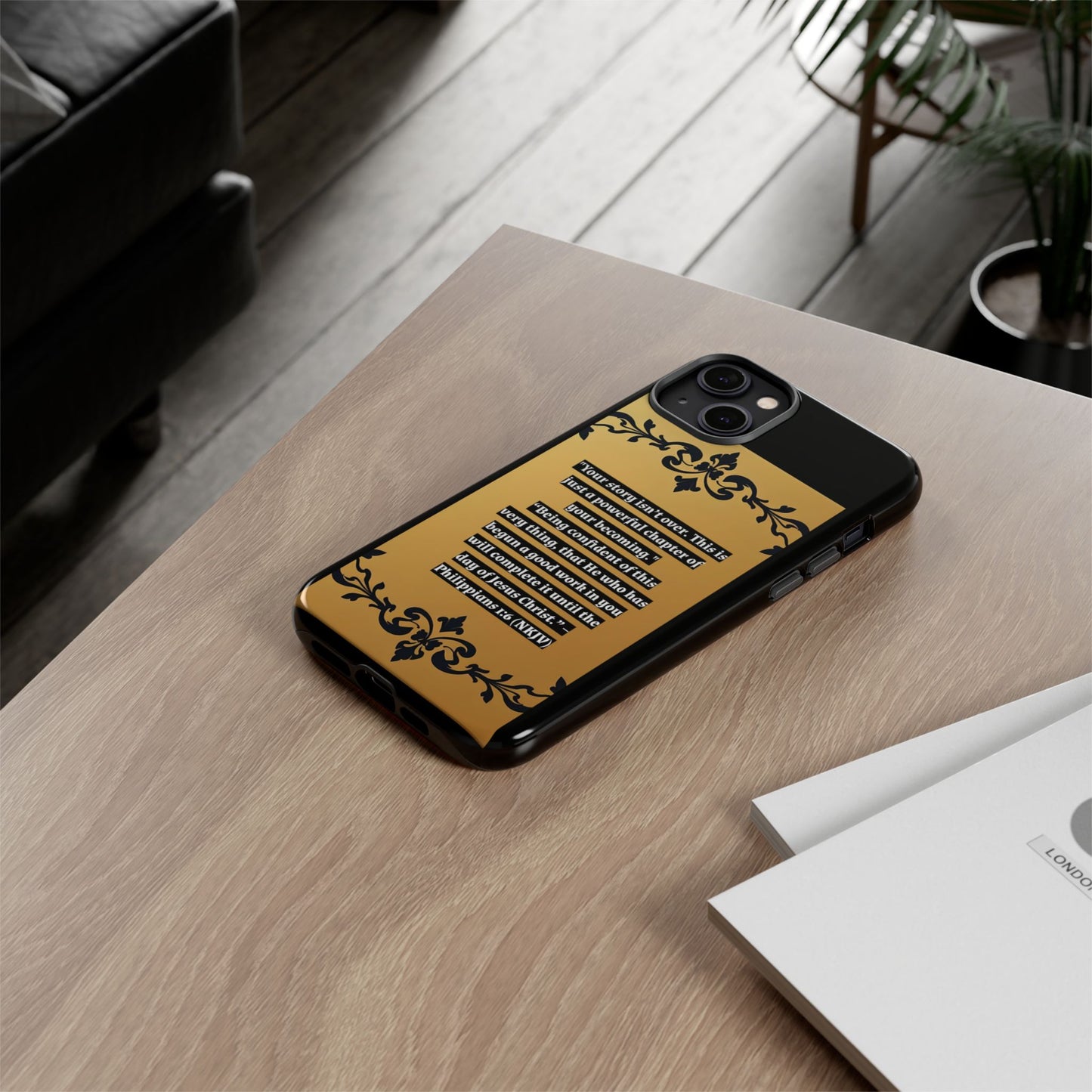 Elegant Floral Motif Phone Case - Tough Cases with Vintage Design - "Your story isn't over"