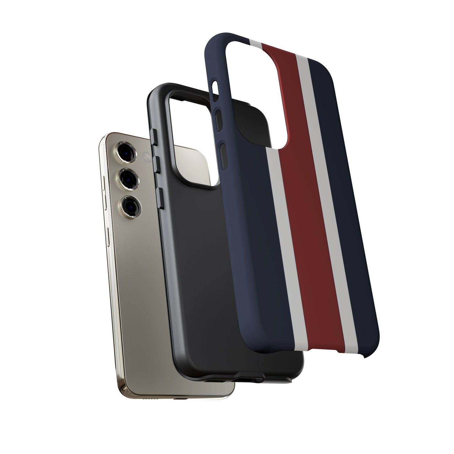 Lunar Midnight & Red-White Striped Stylish Phone Case - Tough Cases, Custom iPhone Cover, Sleek Phone Accessories, Gifts for Him/Her