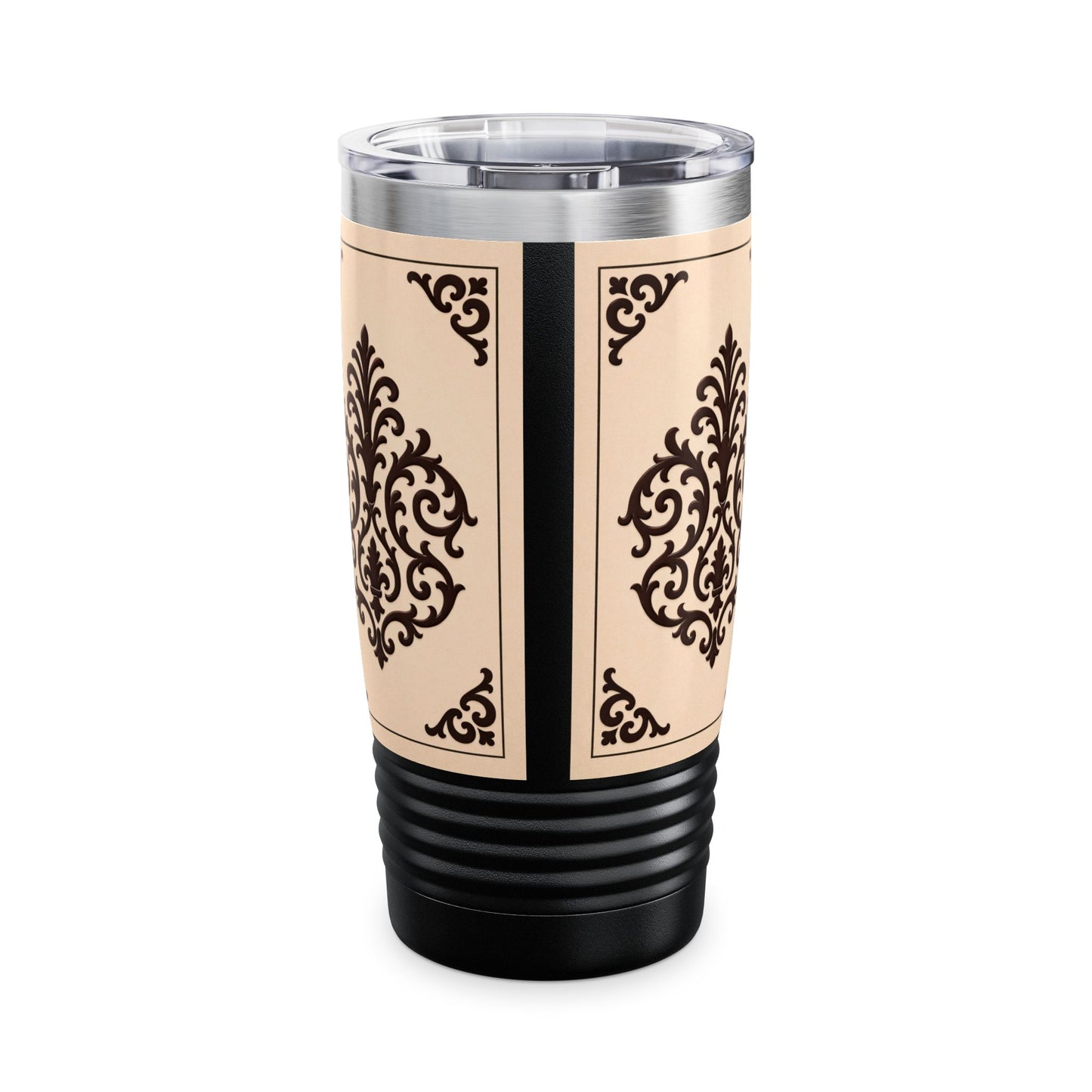 Almond-Beige & Brown Baroque 20oz Tumbler – Beige & Brown Insulated Travel Cup