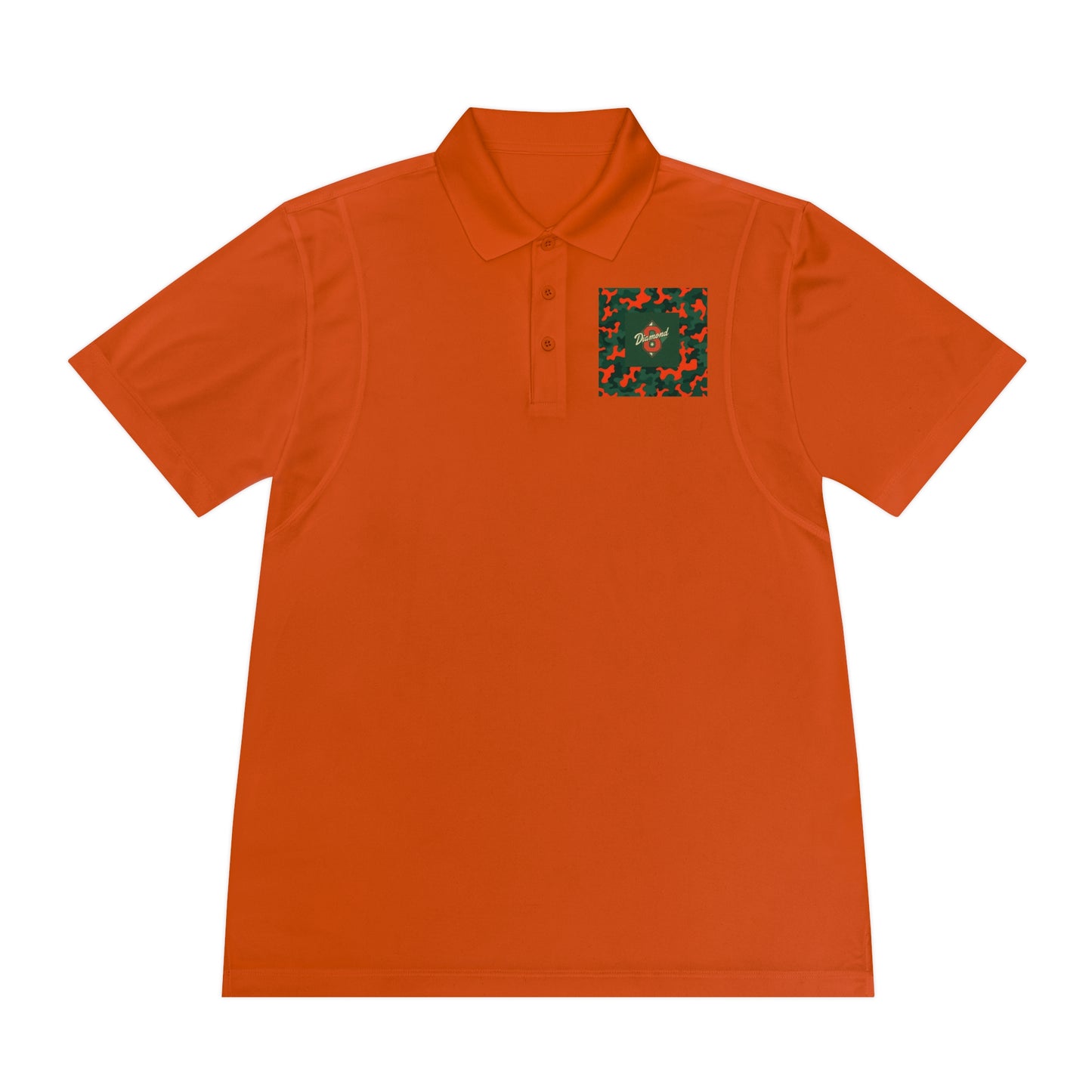 Men's Sport Polo Shirt, Casual Wear, Gym Shirt, Summer Outing, Gift for Dad, Outdoor Activities - Green & Orange Camo Diamond 8