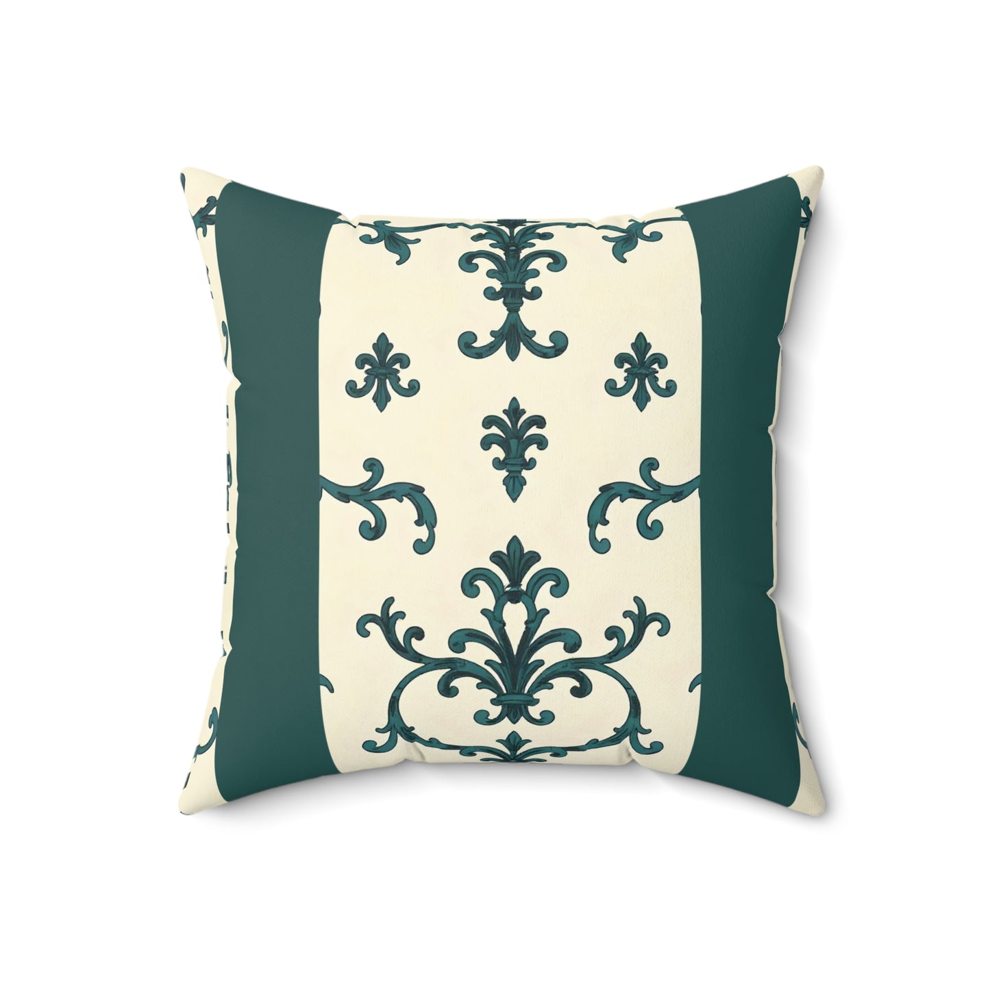 Elegant Faux Suede Square Pillow, Decorative Throw Pillows, Home Decor, Couch Cushion, Gift for Him/Her, Stylish Accent Pillow - Teal Striped Rococo