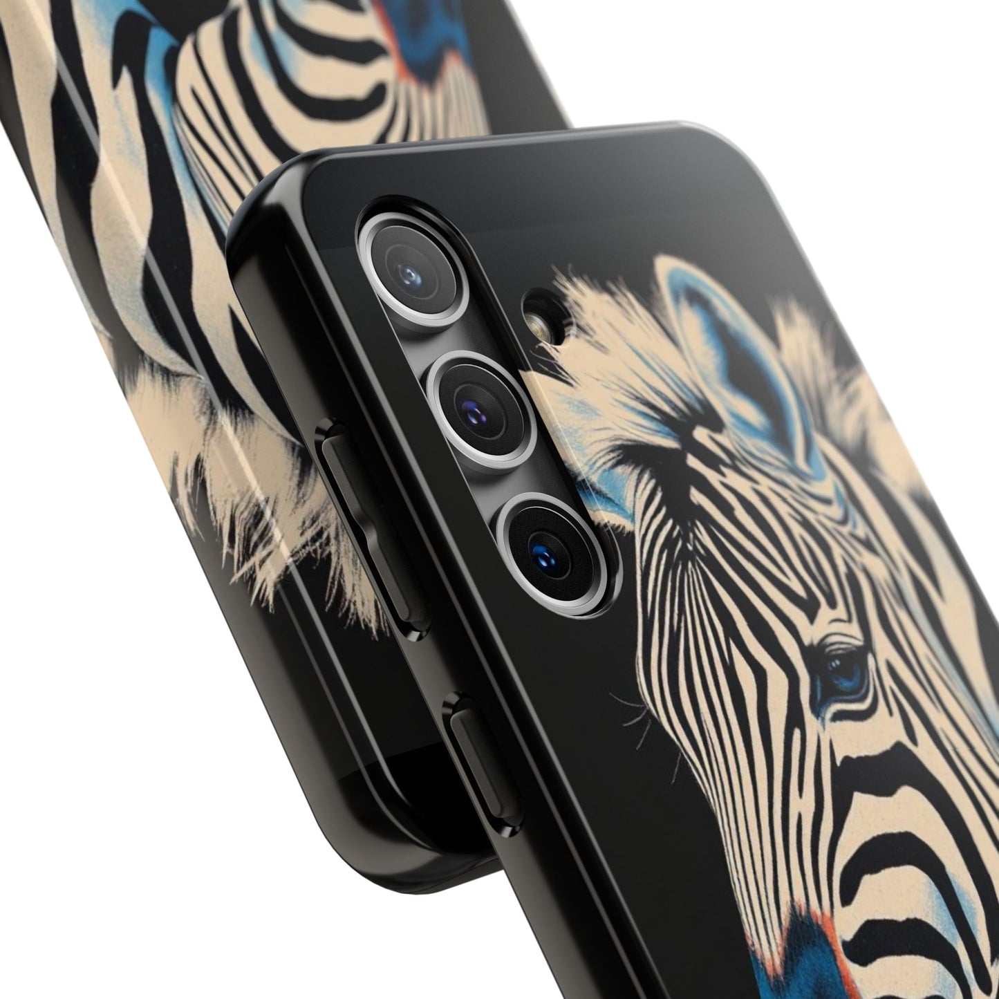 Zebra Tough Phone Case - Trendy Floral Design for Animal Lovers - Blue Zebra & Roses