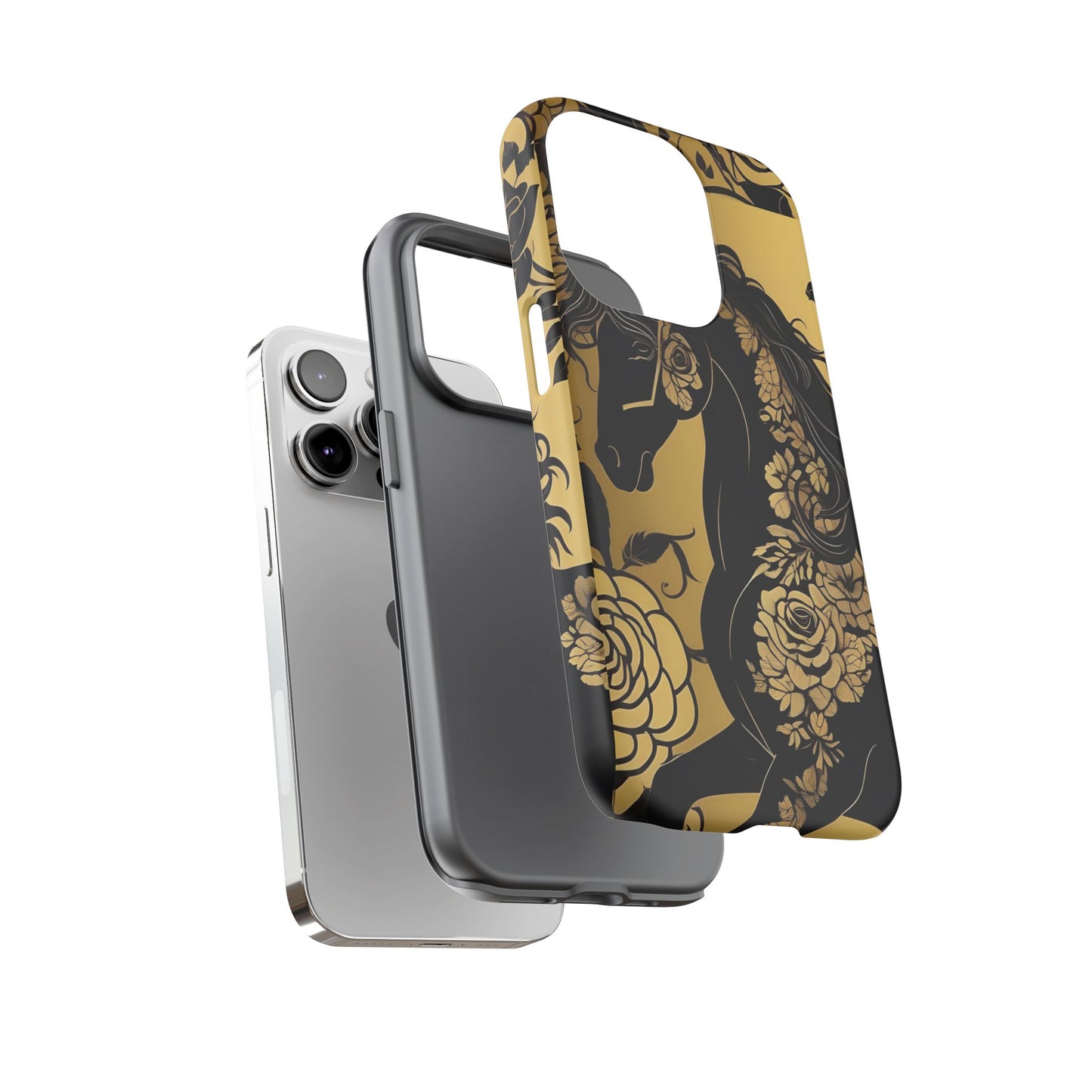 Phone Case - Elegant Horse & Roses Design
