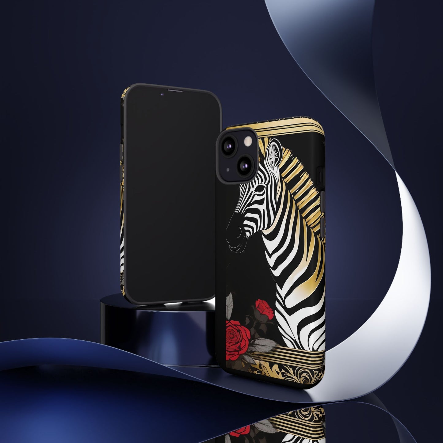 Phone Case - Elegant Zebra & Roses Design