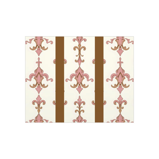 Elegant Foam Board Wall Art, Decorative Foam Board, Vintage Pattern Decor, Home Wall Decor, Floral Design Panel - Brown Striped Pink Arabesque
